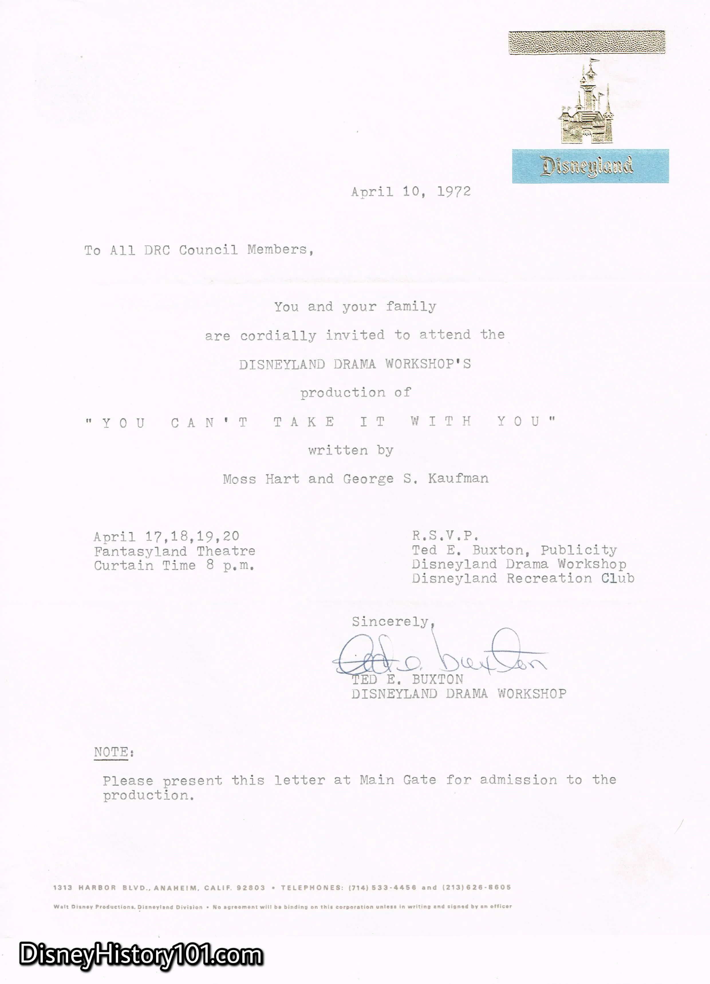 A Letter from Ted E. Buxton to D.R.C. Council Members