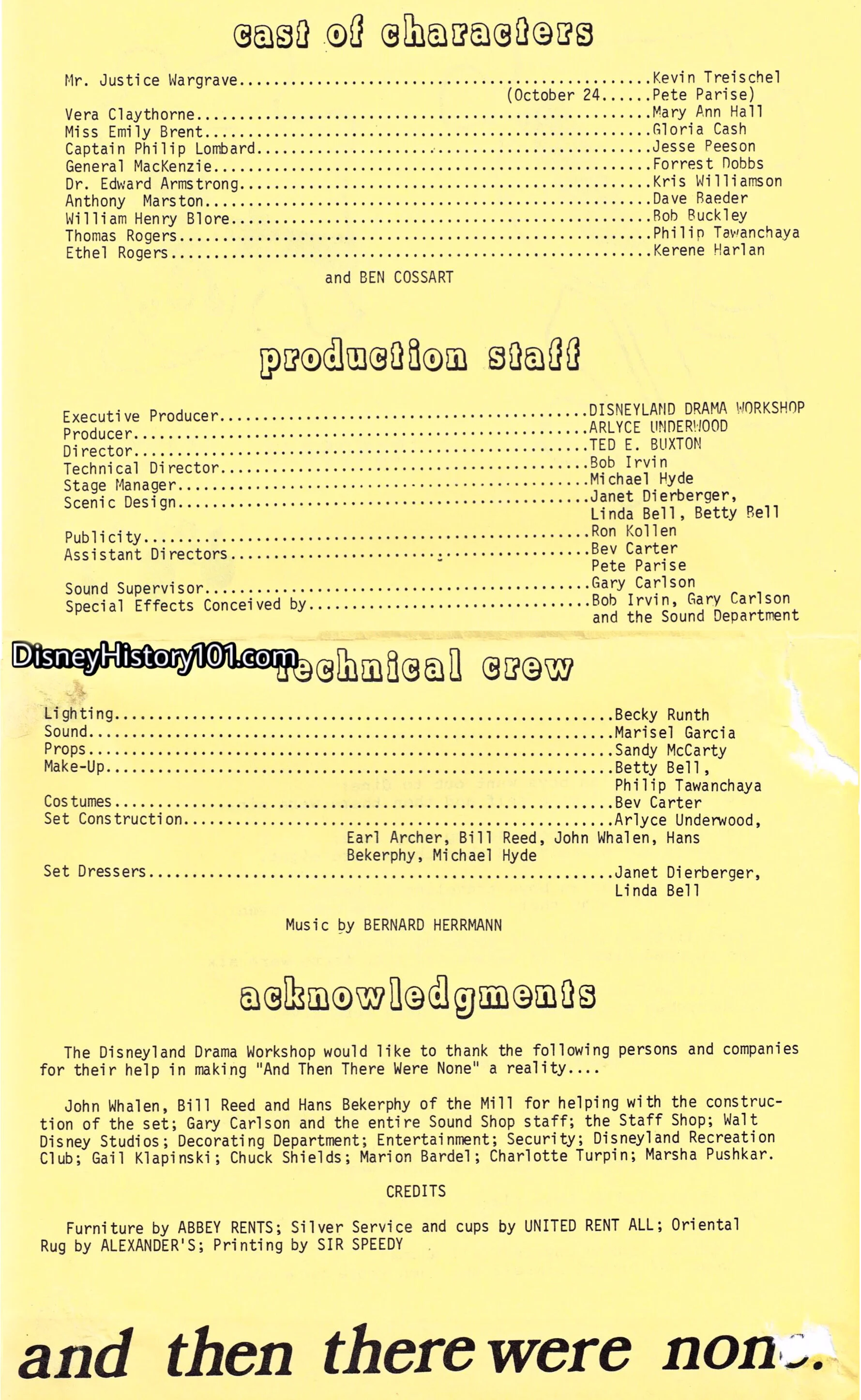 "And Then There Were None" Program, (1974)