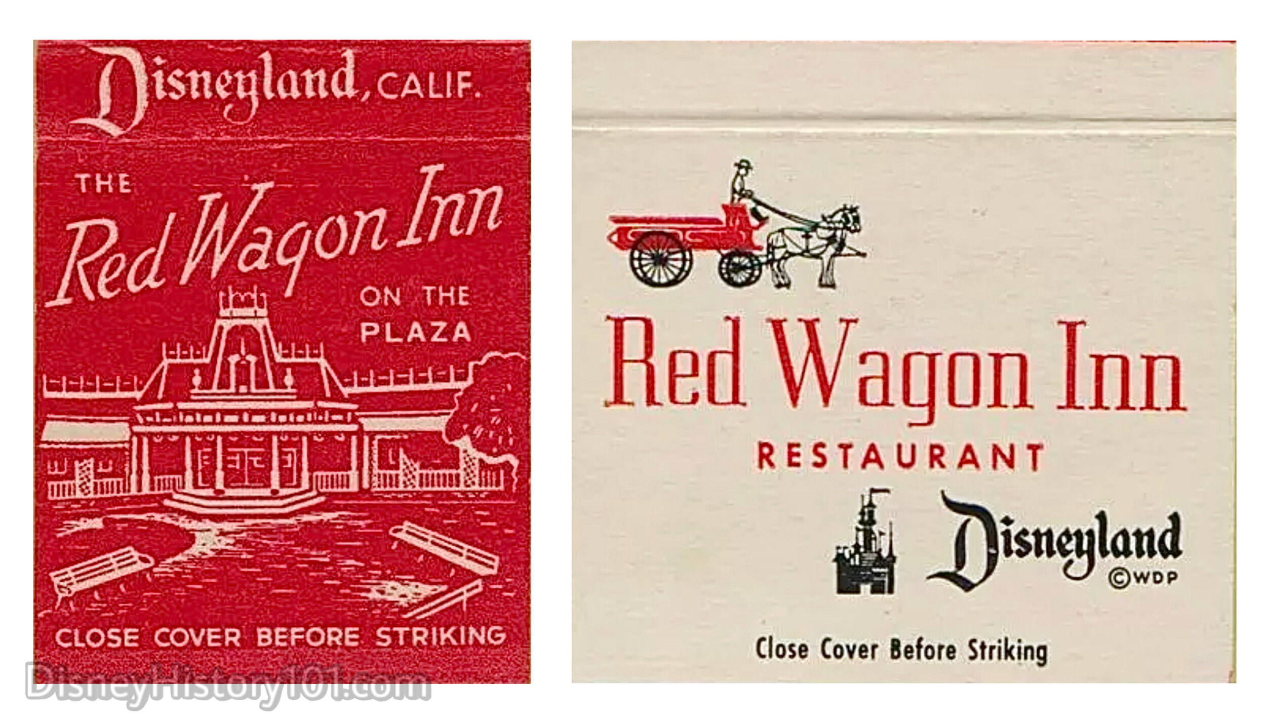 SOUVENIR RED WAGON INN RESTAURANT Matchbook Covers by Universal Match Corp. (Right); 1956- March, 1965.