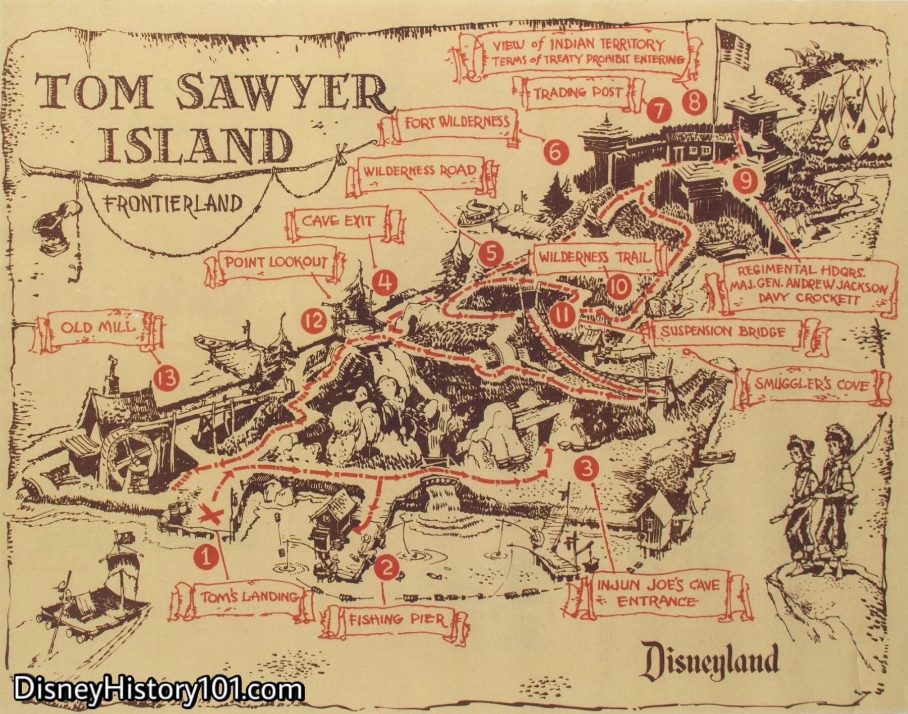 Explorer’s Map of Tom Sawyer Island, c. 1990
