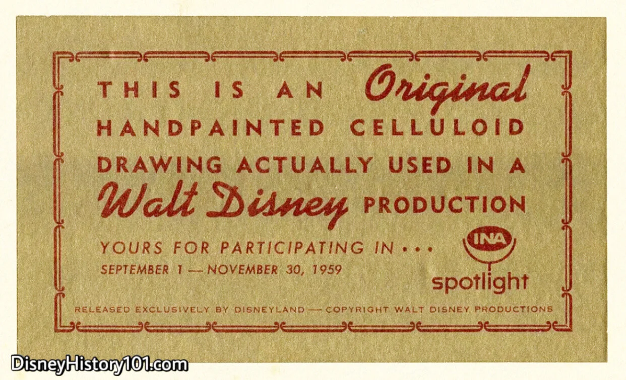 Walt Disney "Original" INA Spotlight Promotion Sticker