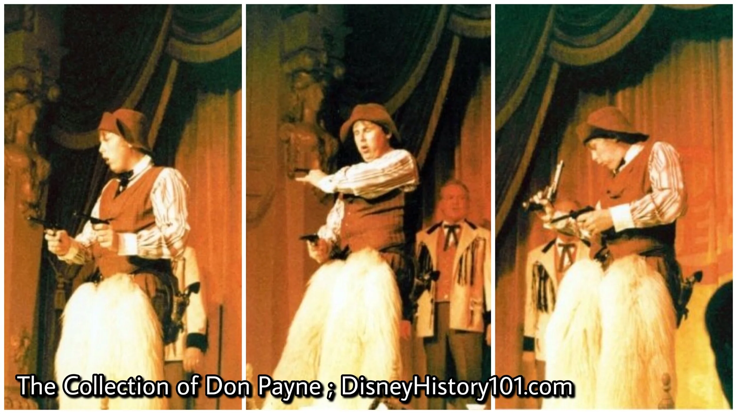  The Golden Horseshoe Band launches into a rendition of Stormy Weather, and the point Stormy Weather reaches that lyric, Pecos pulls two squirt guns and lets the audience have it! 