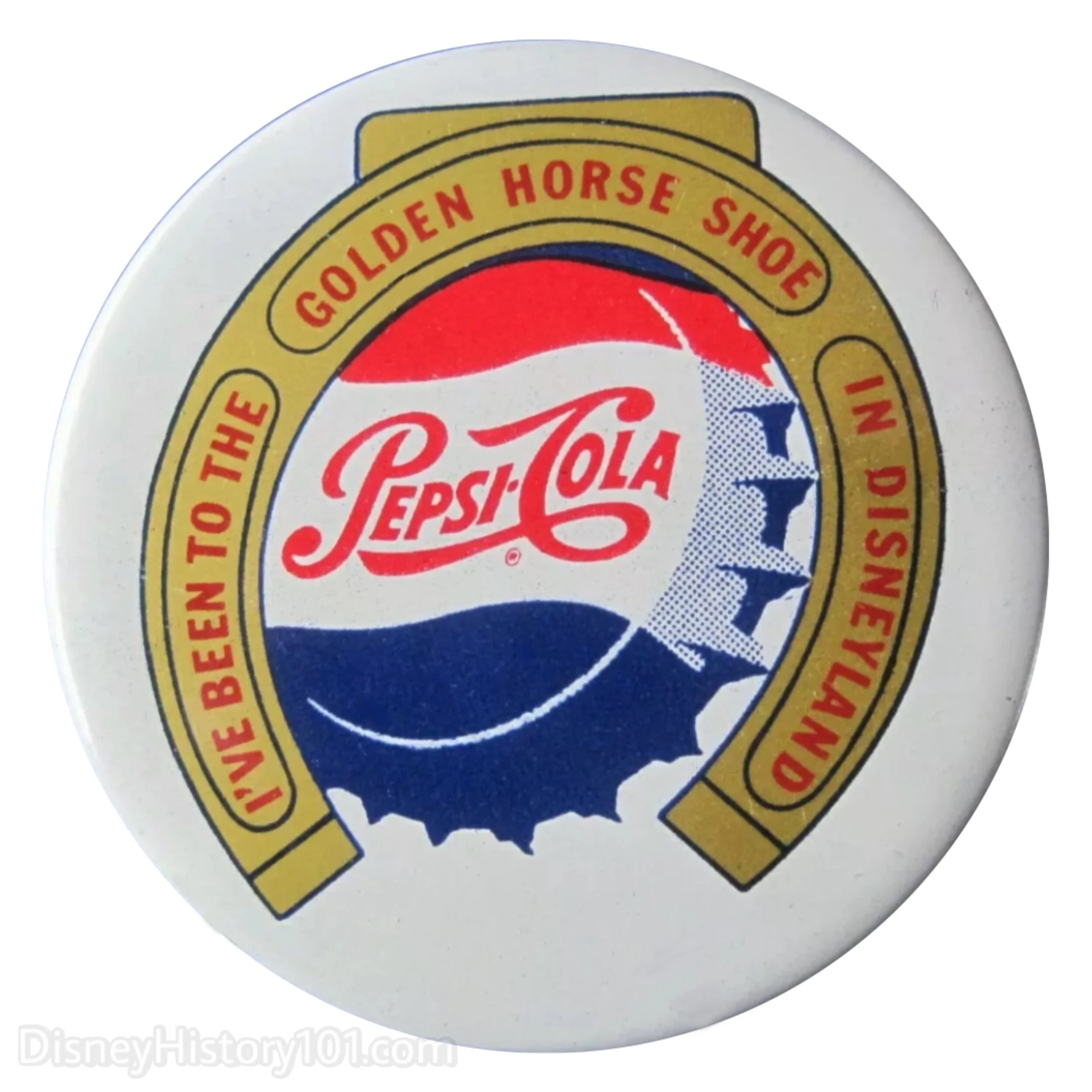 Souvenir Golden Horseshoe Button, 1950s