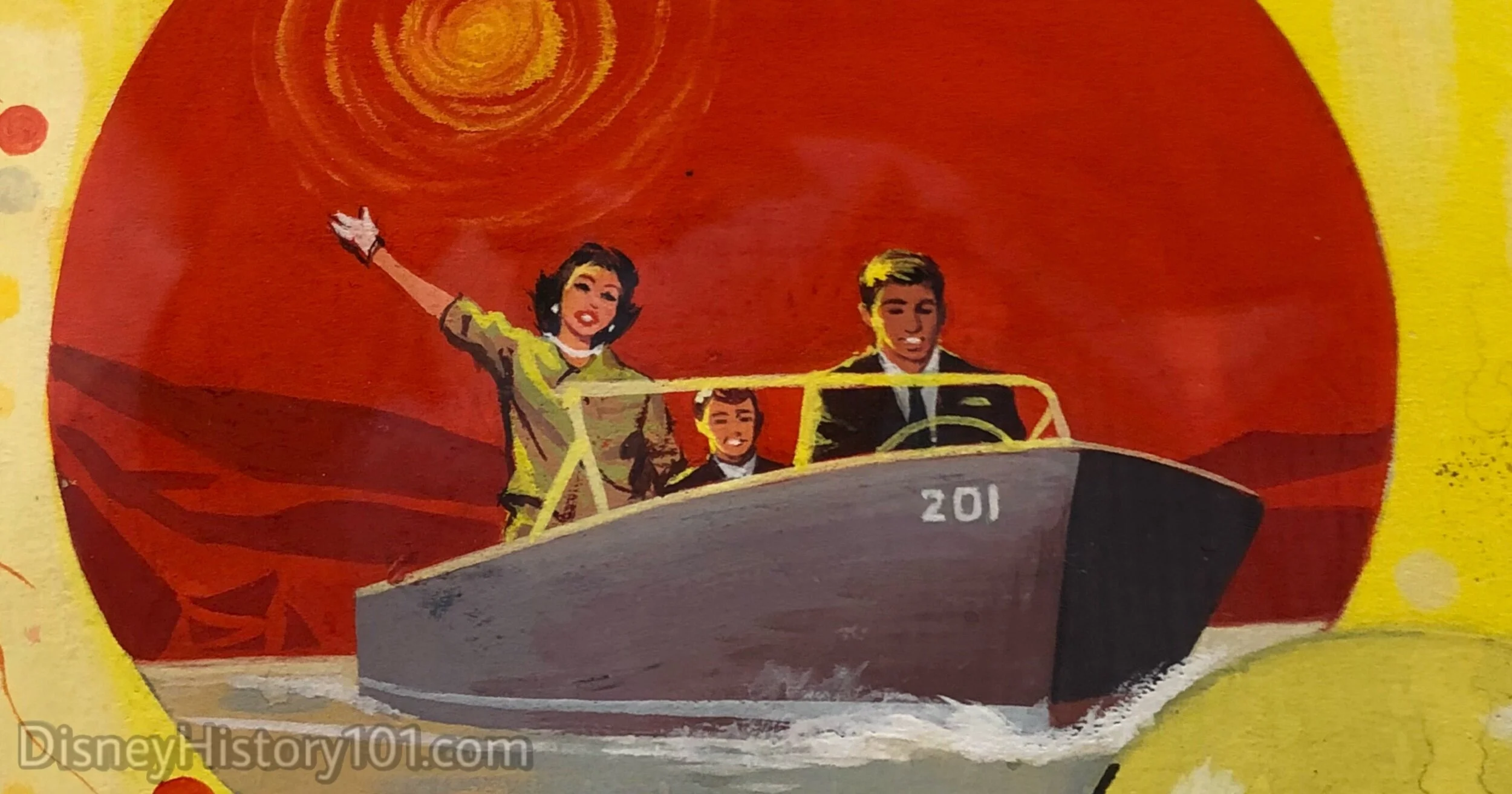 Disneyland Gala Day Poster Painting Excerpt of the three-passenger Motorboat, c. 1959