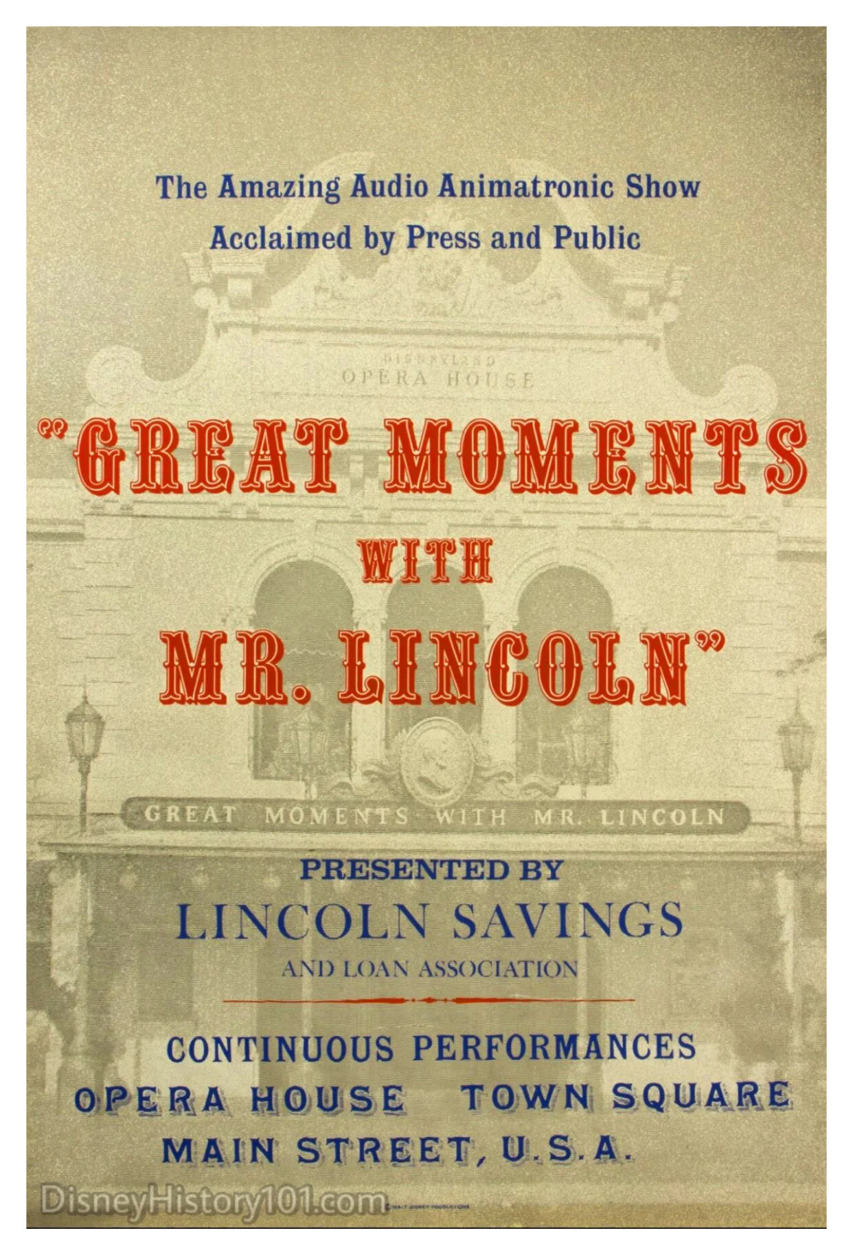 Great Moments with Mr. Lincoln (Presented by Lincoln Savings and Loan Association) Poster by an unknown artist, (July 18, 1965 - January 1, 1973)