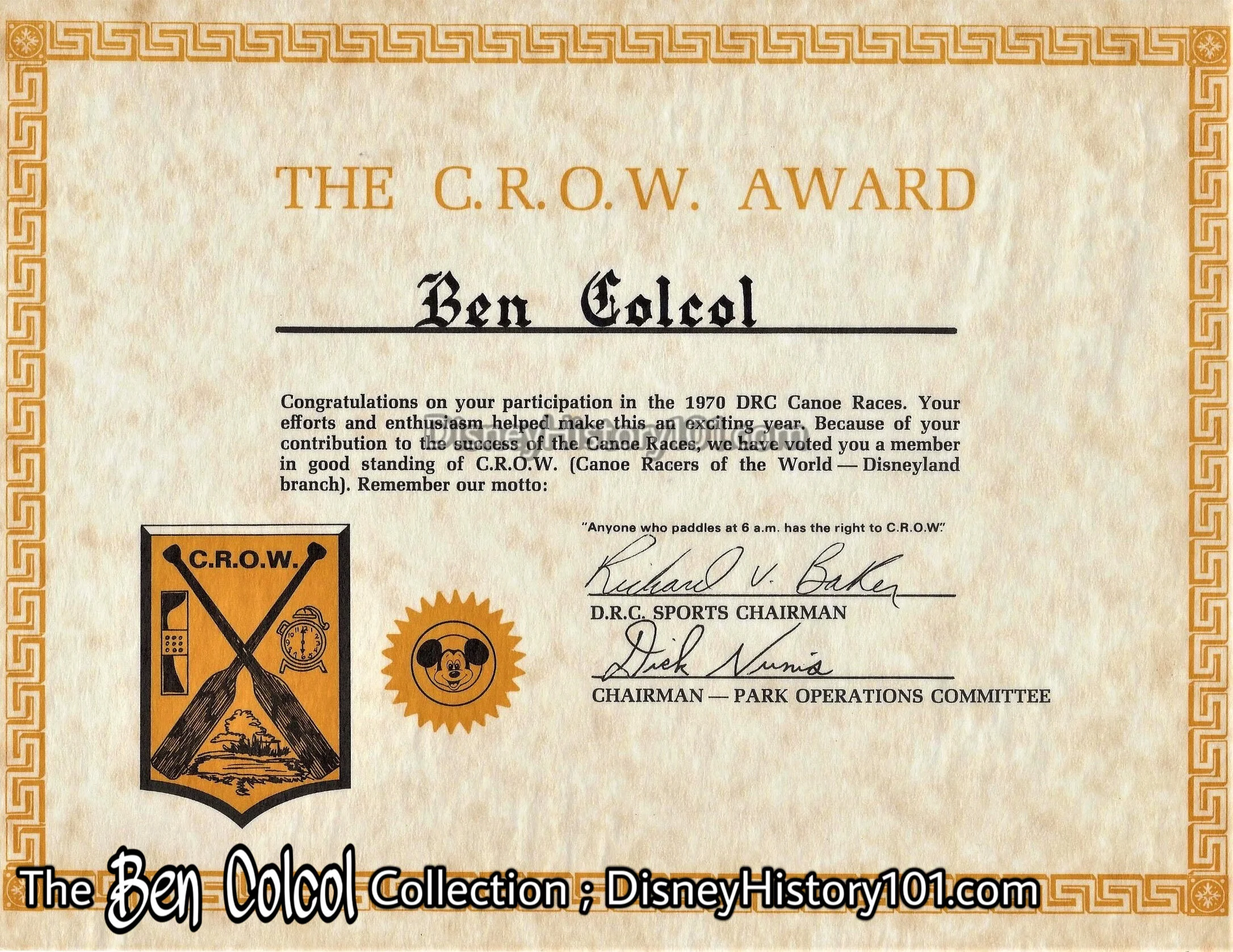 The C.R.O.W. Award, 1970
