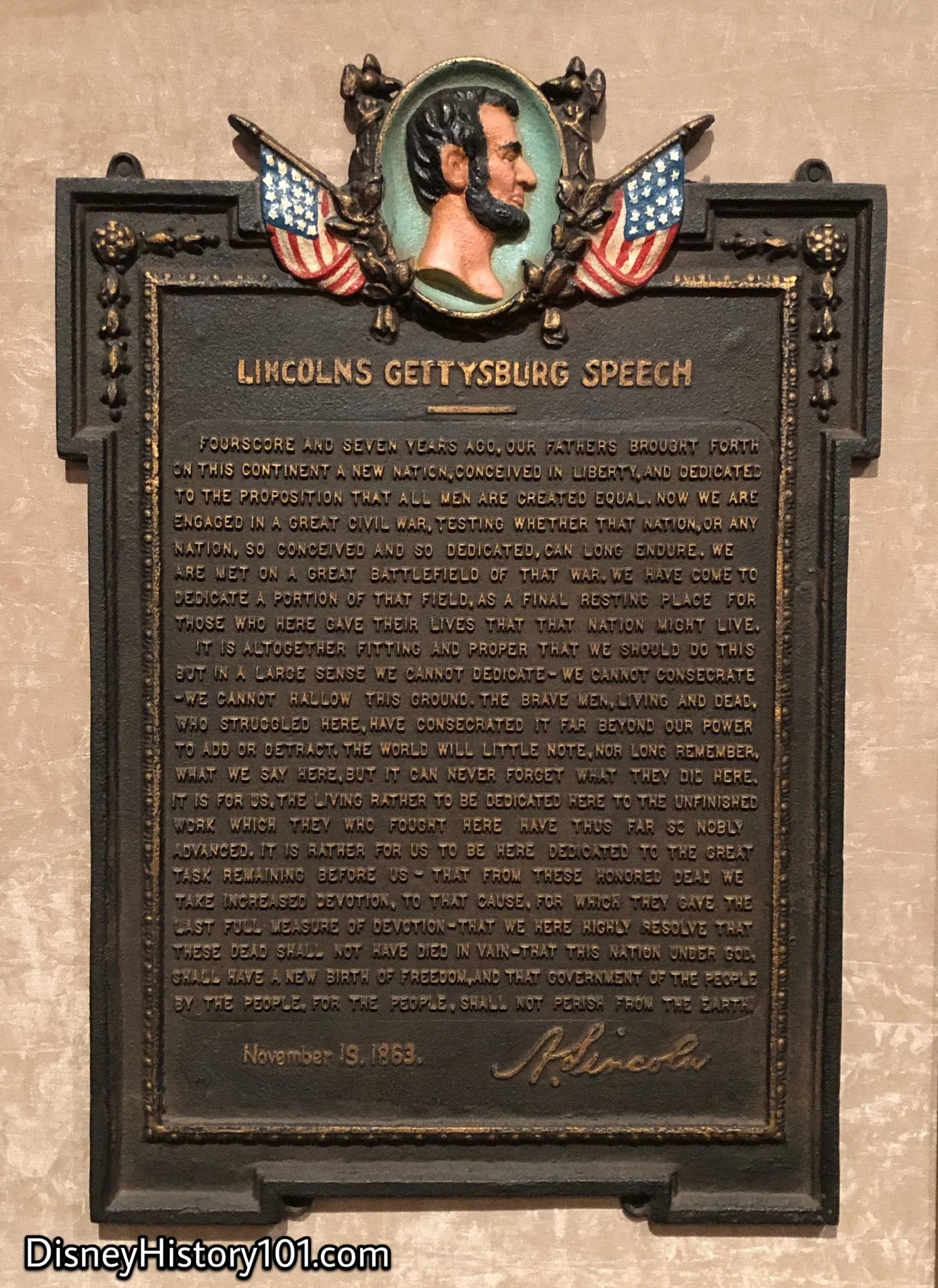 "Lincoln's Gettysburg Speech" Plaque