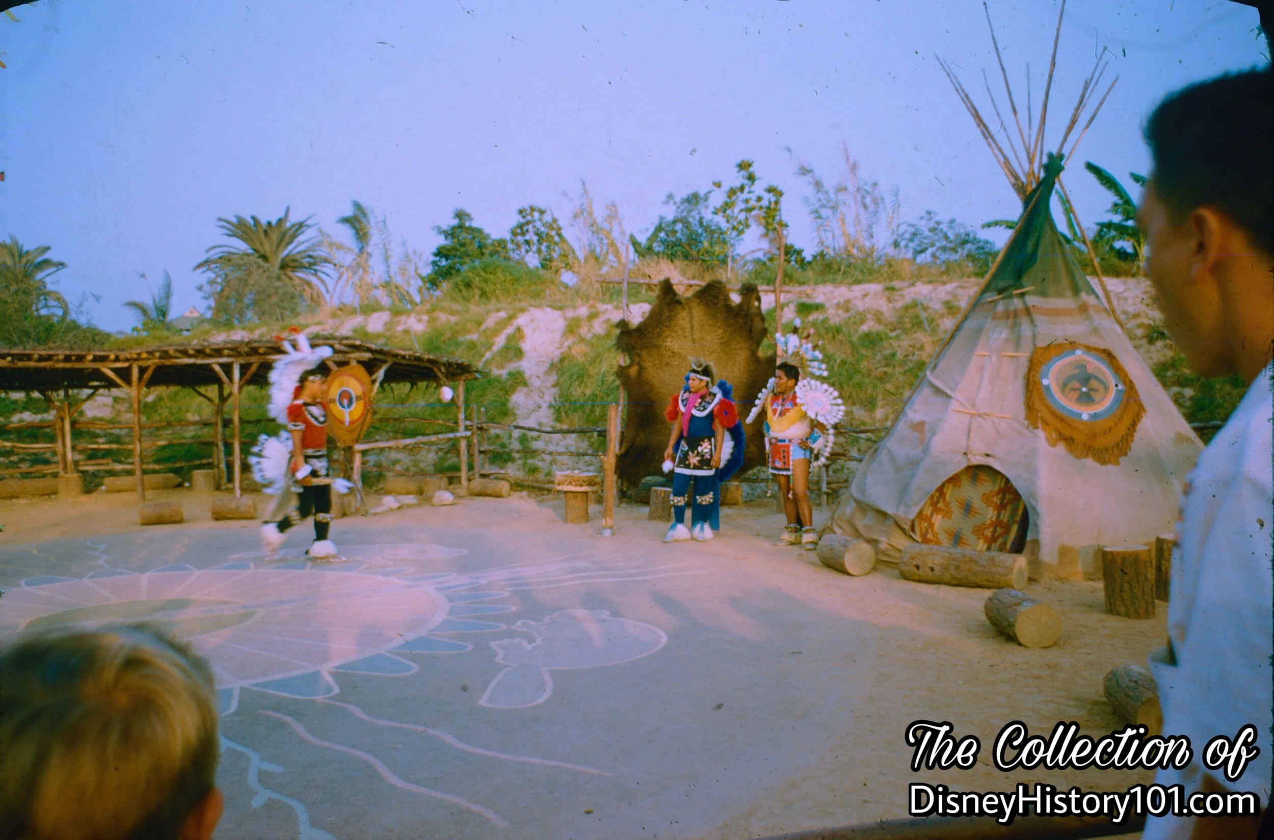 The original Indian Village Ceremonial Dance Circle and Eddie Little Sky (left), (July 1955 - Spring 1956)