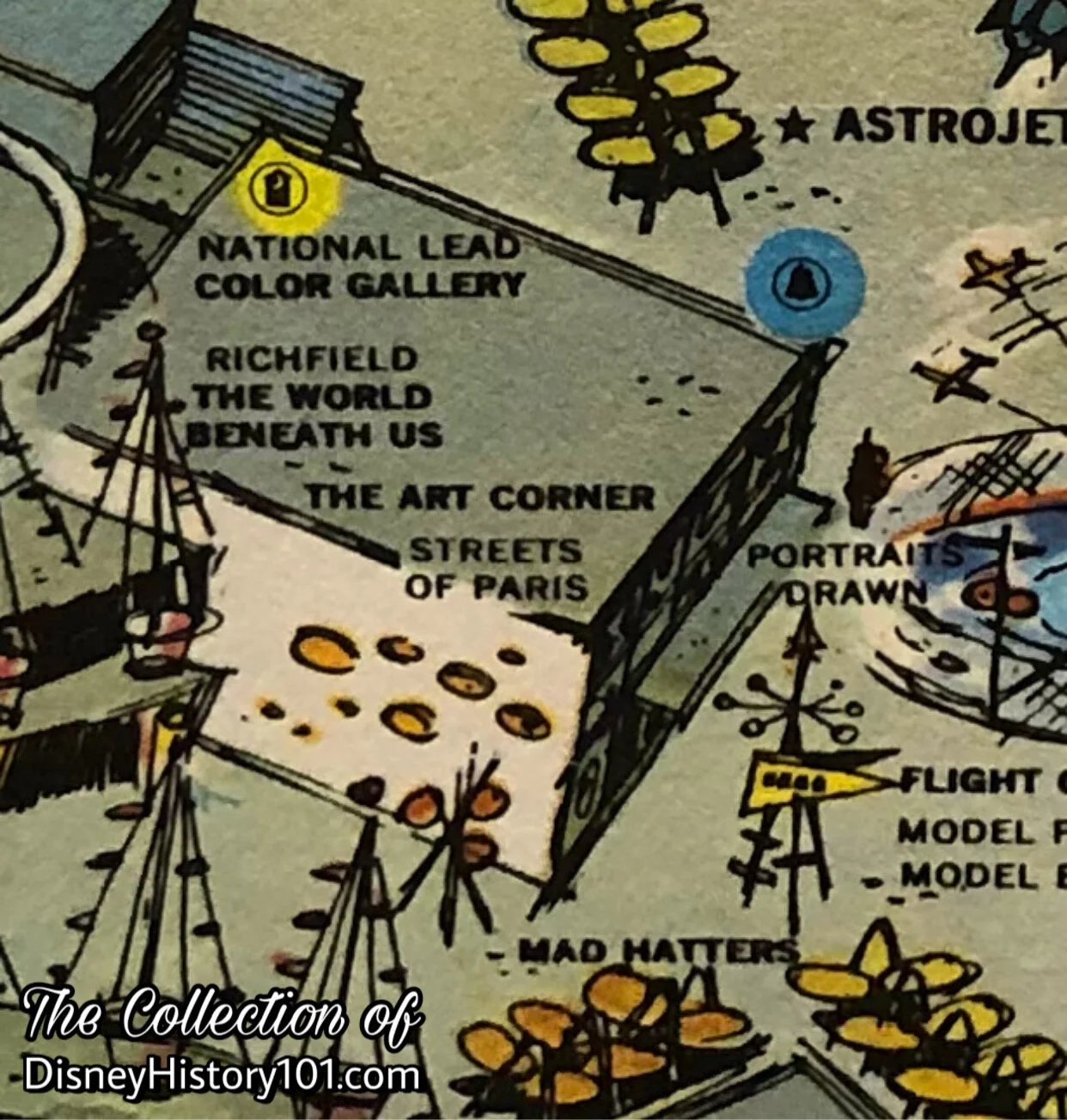 Sam McKim Disneyland Map Excerpt Detail, 1960s