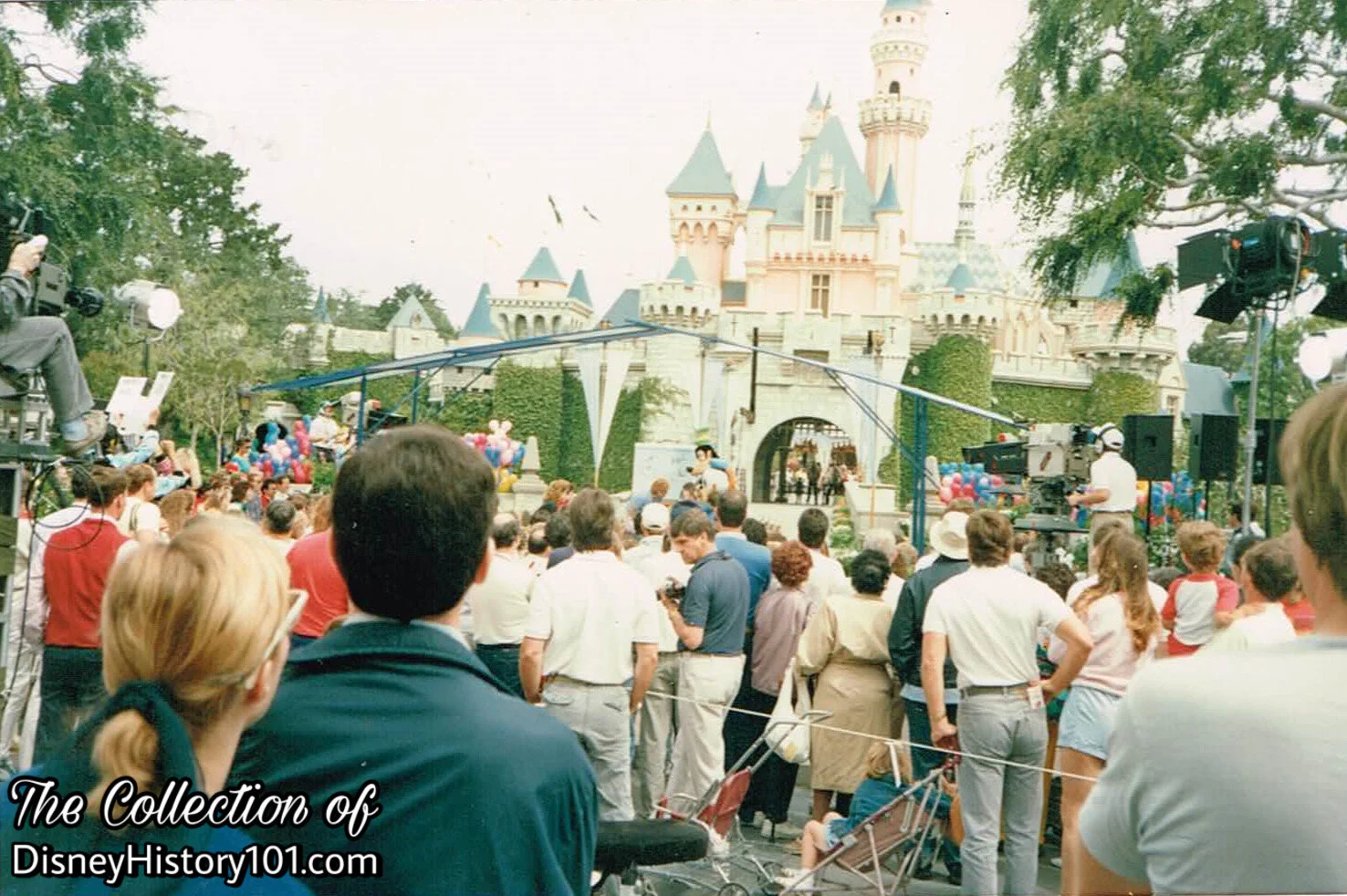 An unknown filming utilizing the Stage of Sleeping Beauty Castle at a backdrop.