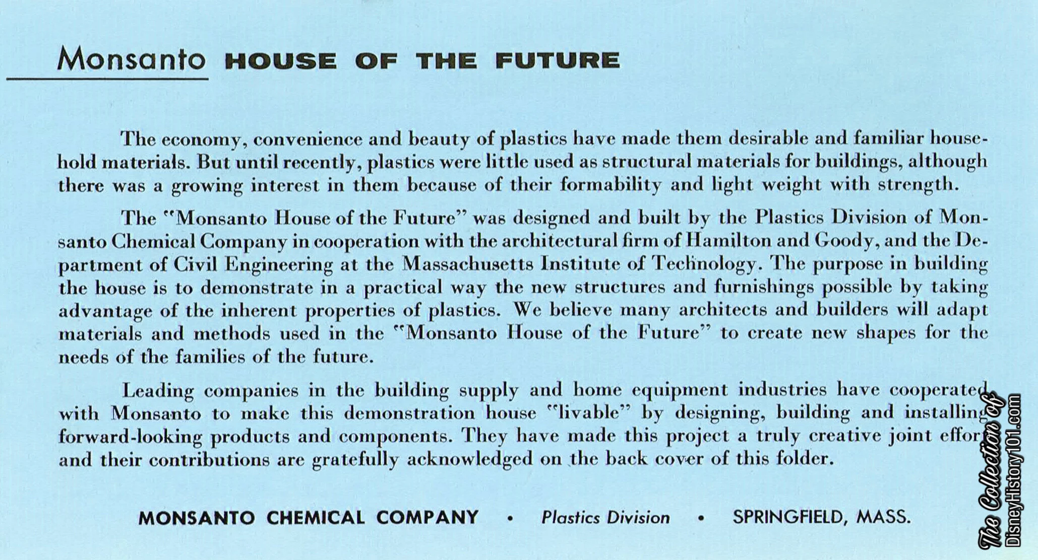 Monsanto "House of the Future" Pamphlet, (1957)