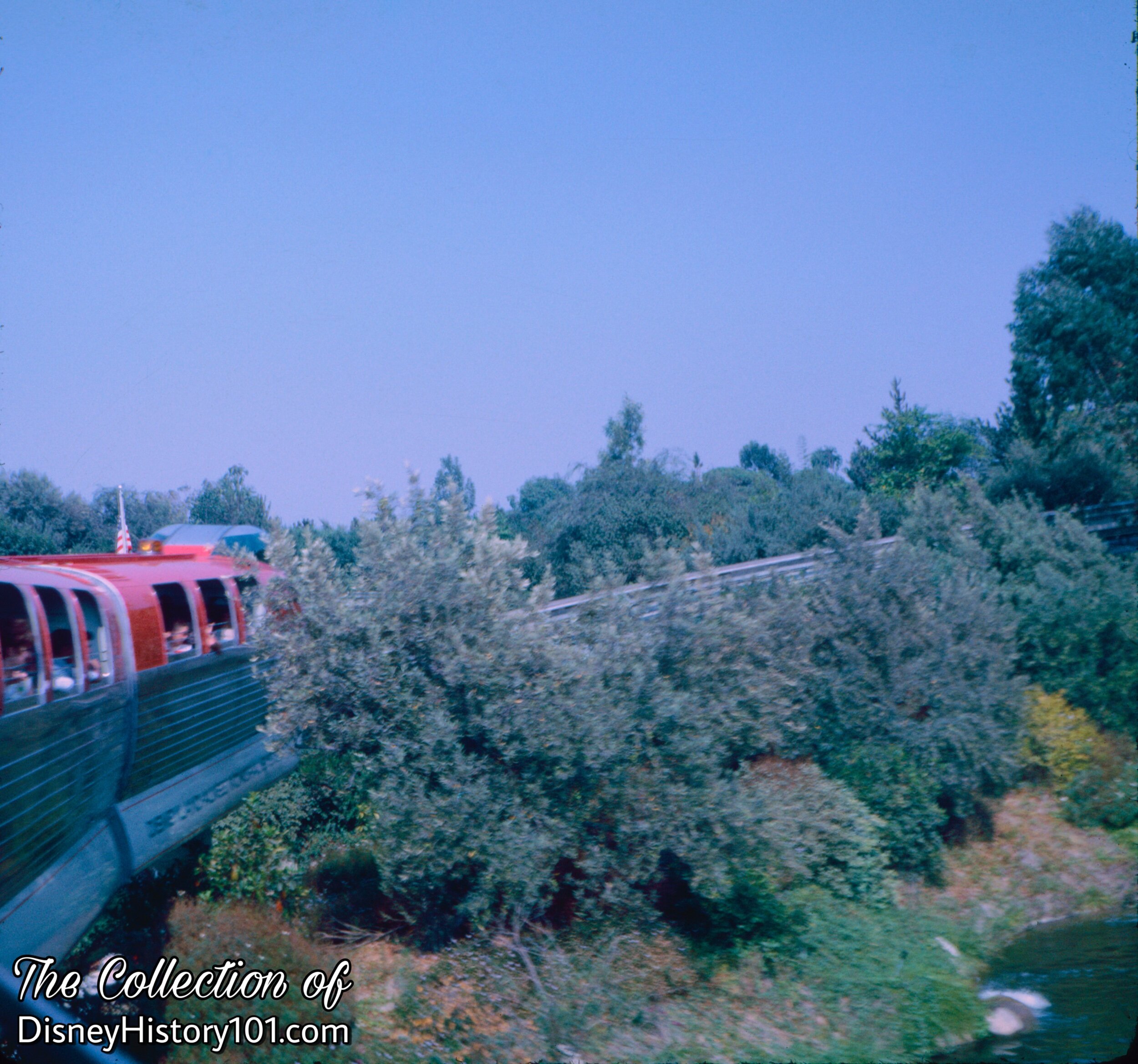 REENTERING THE PARK AND TOMORROWLAND SEGMENT - Monorail Mark II Red, (1964)