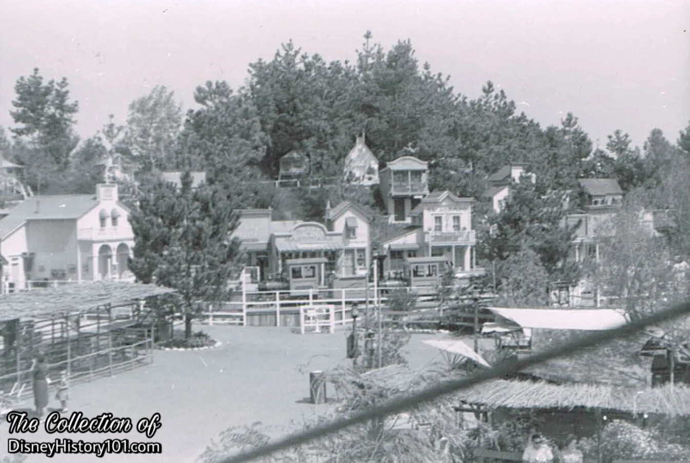  Frontierland’s Mule Train Loading area (left), Mexican Village (right), and mini town of Rainbow Ridge (center) with its Mine Train Thru Nature’s Wonderland offered guests a  rainbow  of frontier America experiences! 