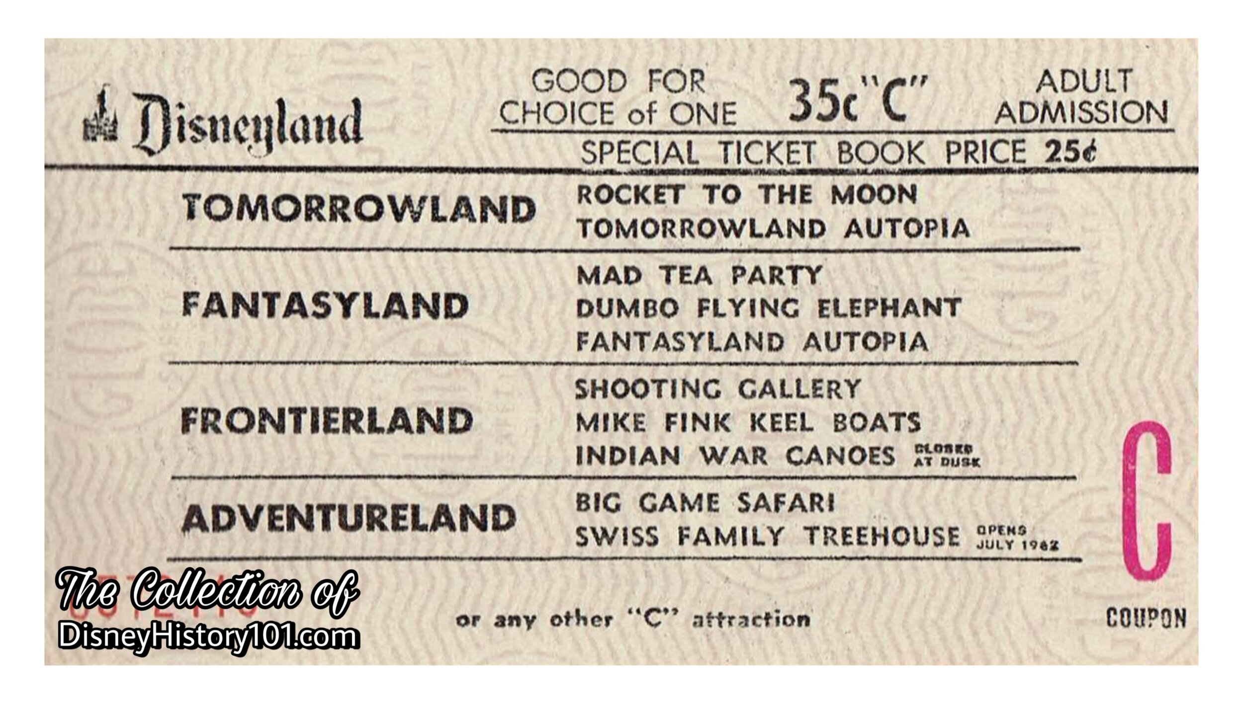 Disneyland "C" Attraction Coupon (35 Cent Value)