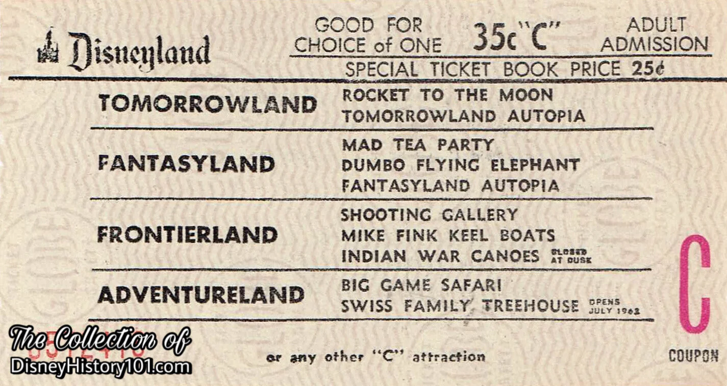 Disneyland "C" Attraction Adult Coupon (35¢ Value)