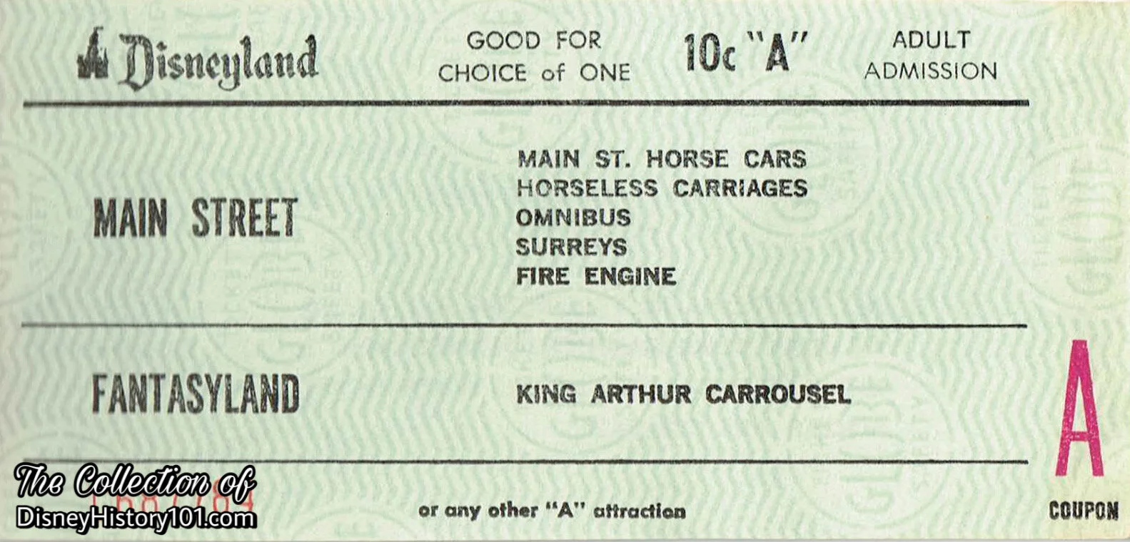 Disneyland "A" Adult Admission Coupon (10¢ Value)