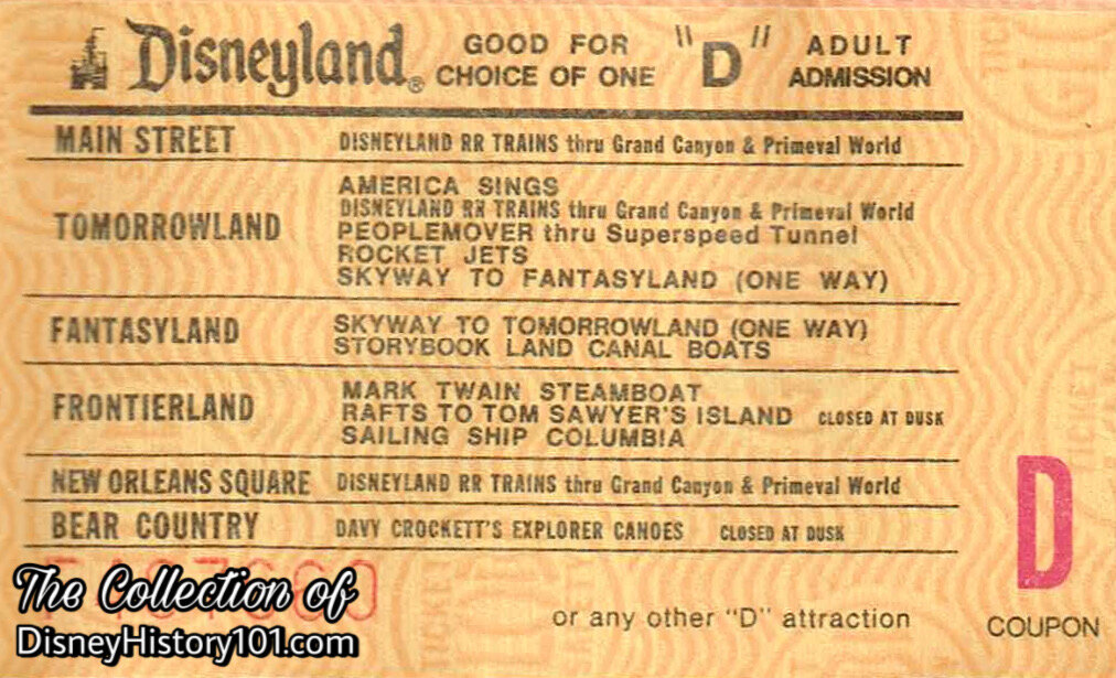 Disneyland "D" Coupon, c.1977.