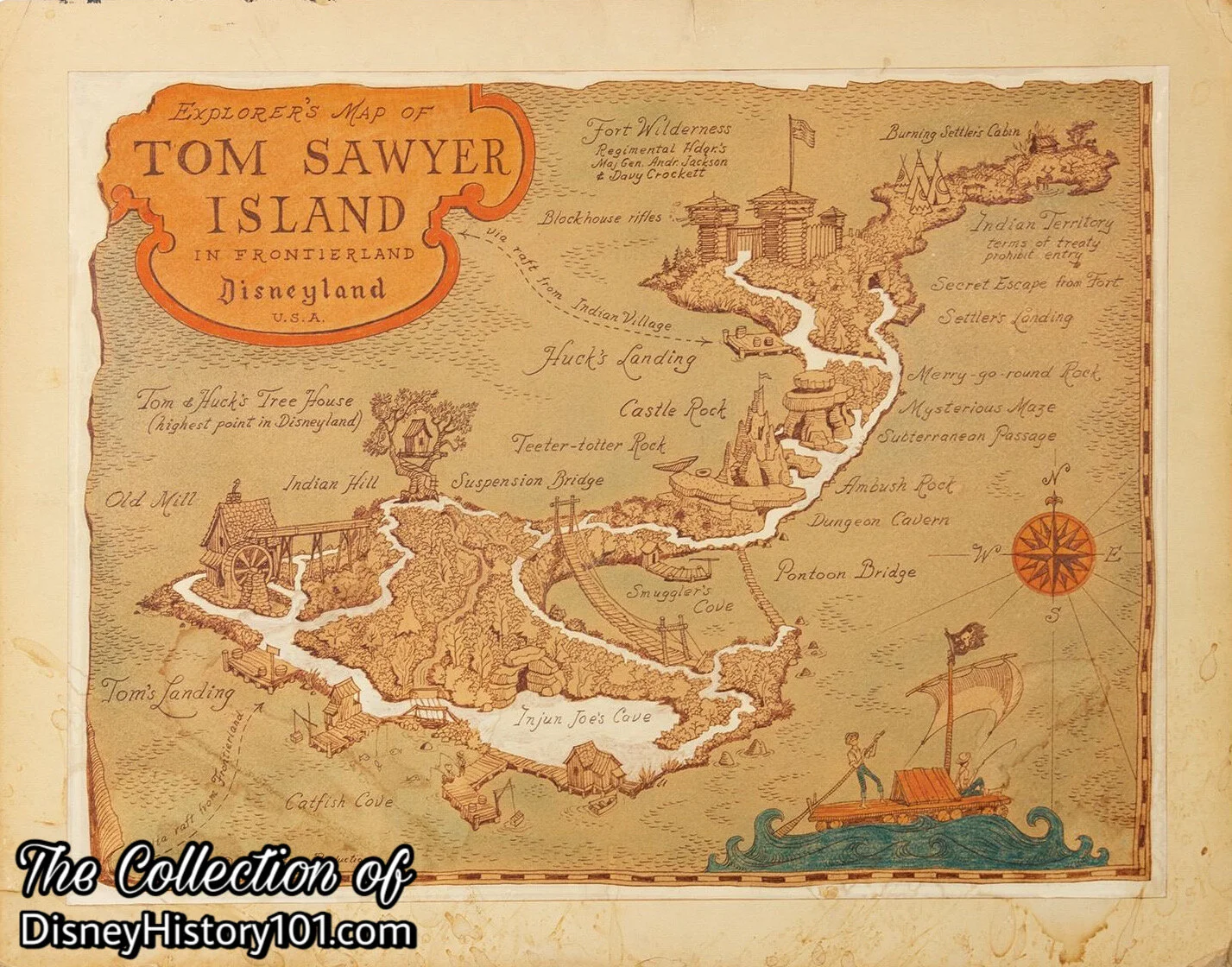 Early Tom Sawyer Island Map Artwork