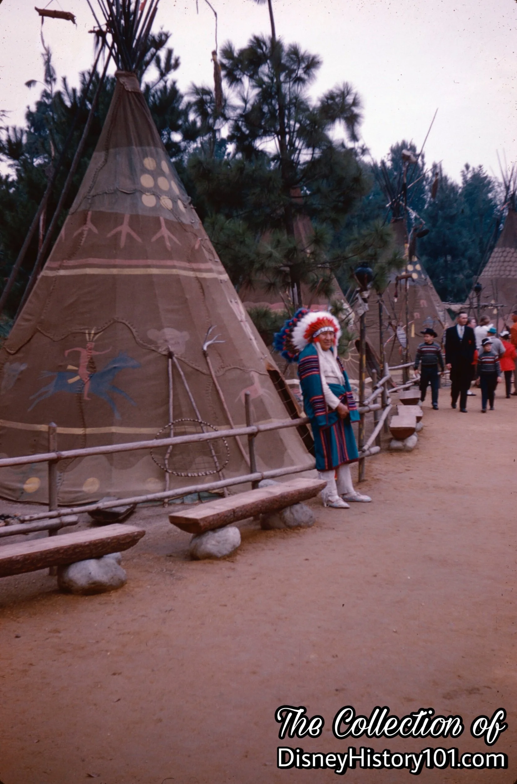 Chief White Horse (Truman W. Dailey) near the Western Plains "Teepees"