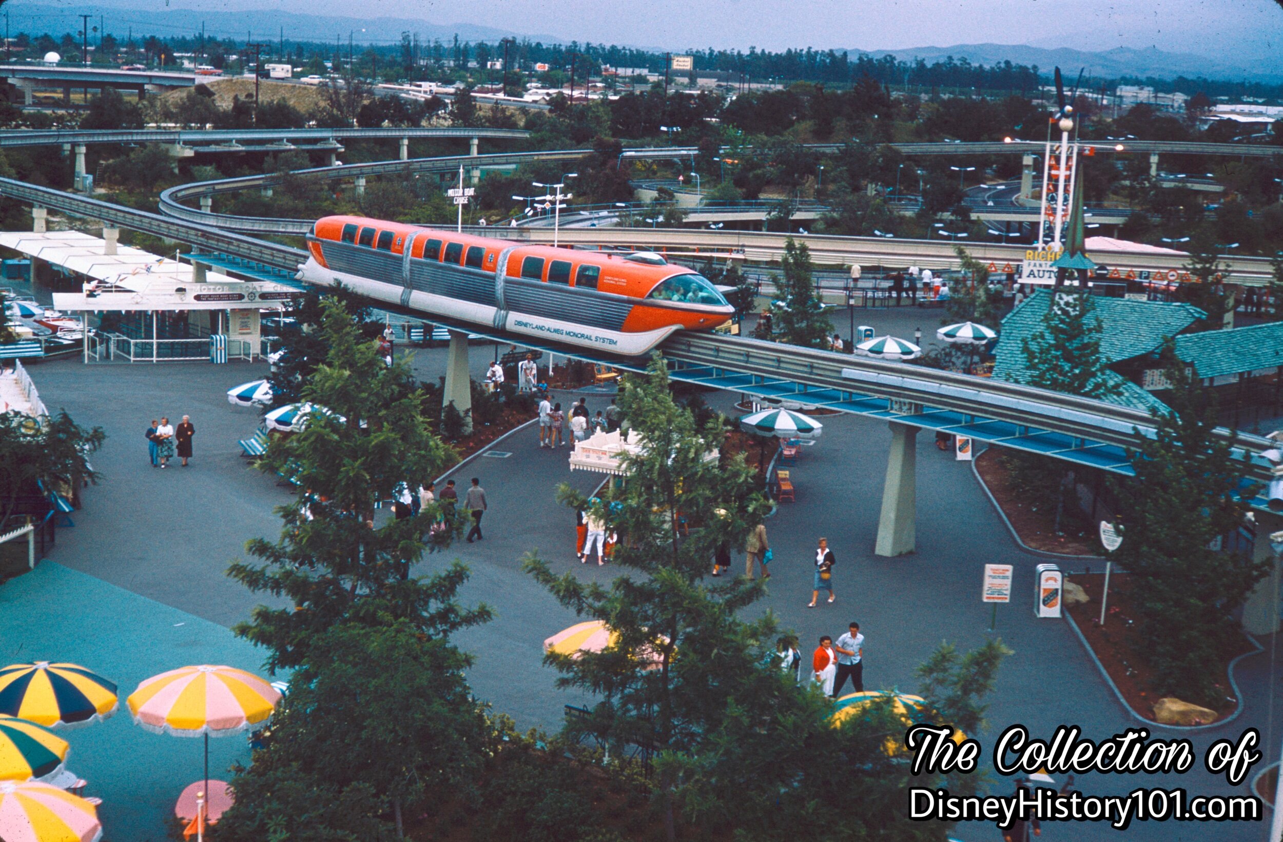 A Monorail Red Mark I over Tomorrowland, (May, 1960)