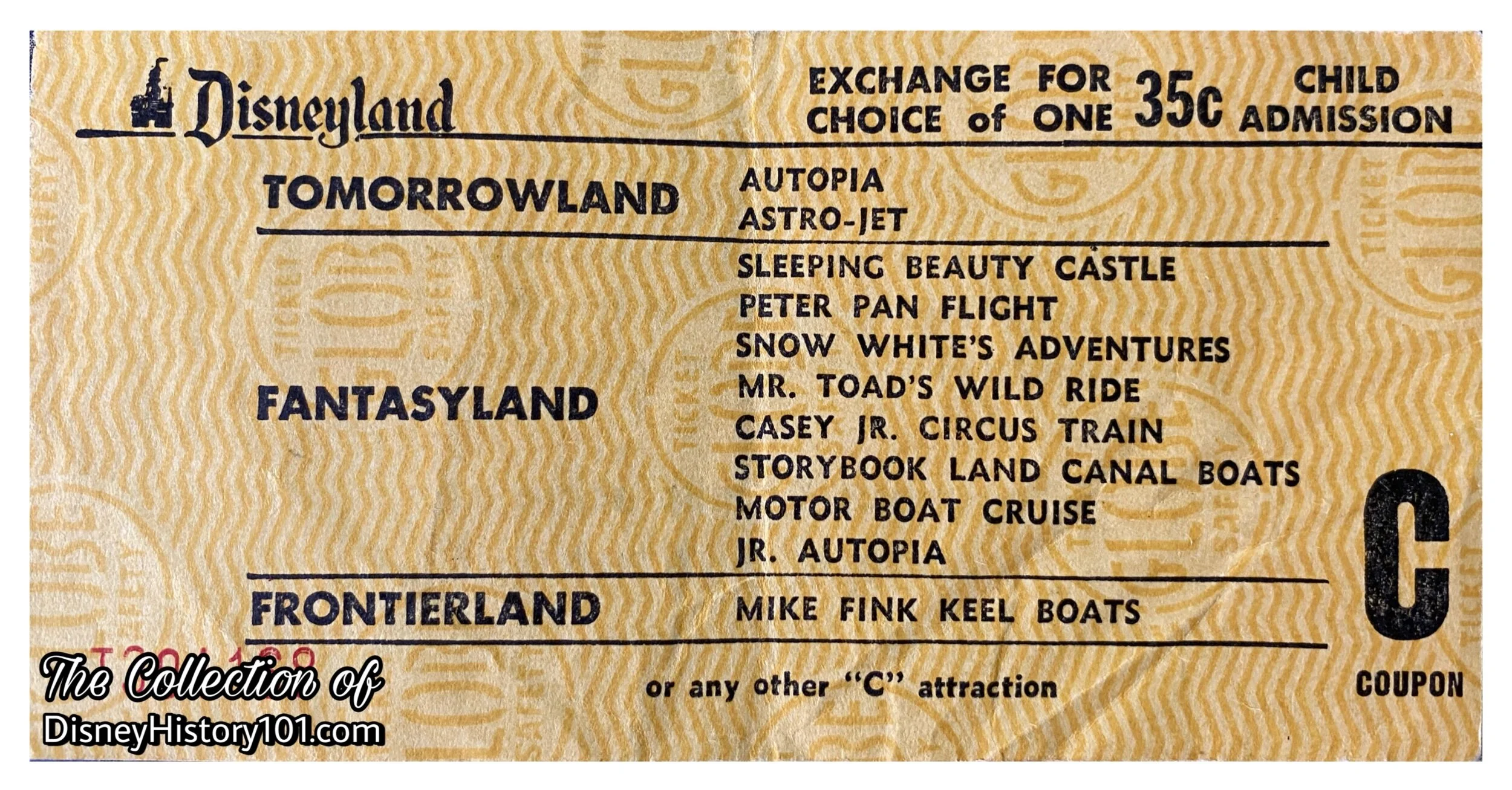 Disneyland Child's "C" Coupon, June, 1957 - September, 1958.
