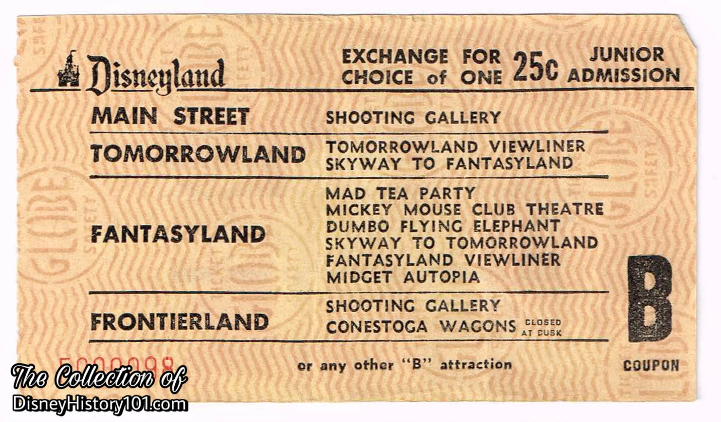 Disneyland "B" Coupon (25¢ Value)