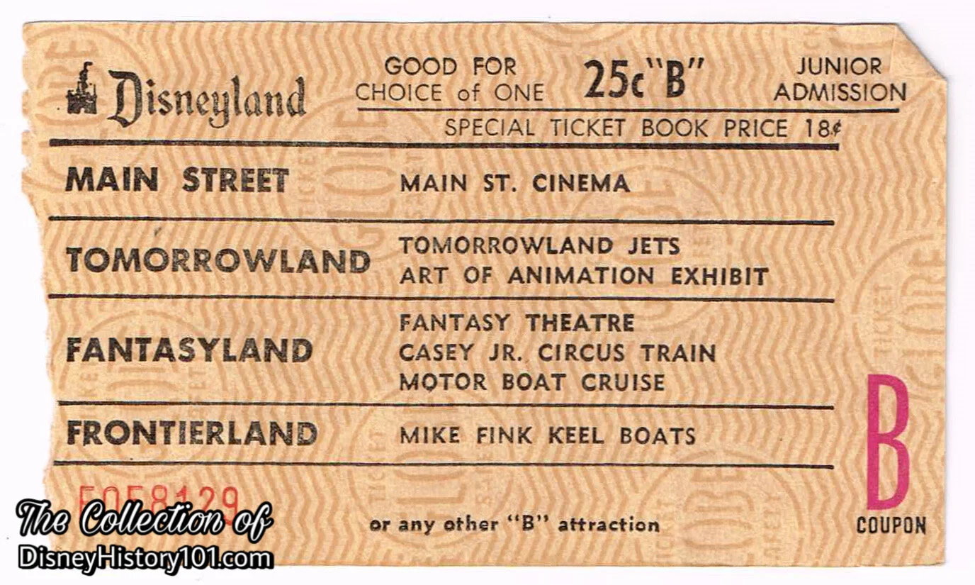 Disneyland "B" Coupon (25¢ Value)