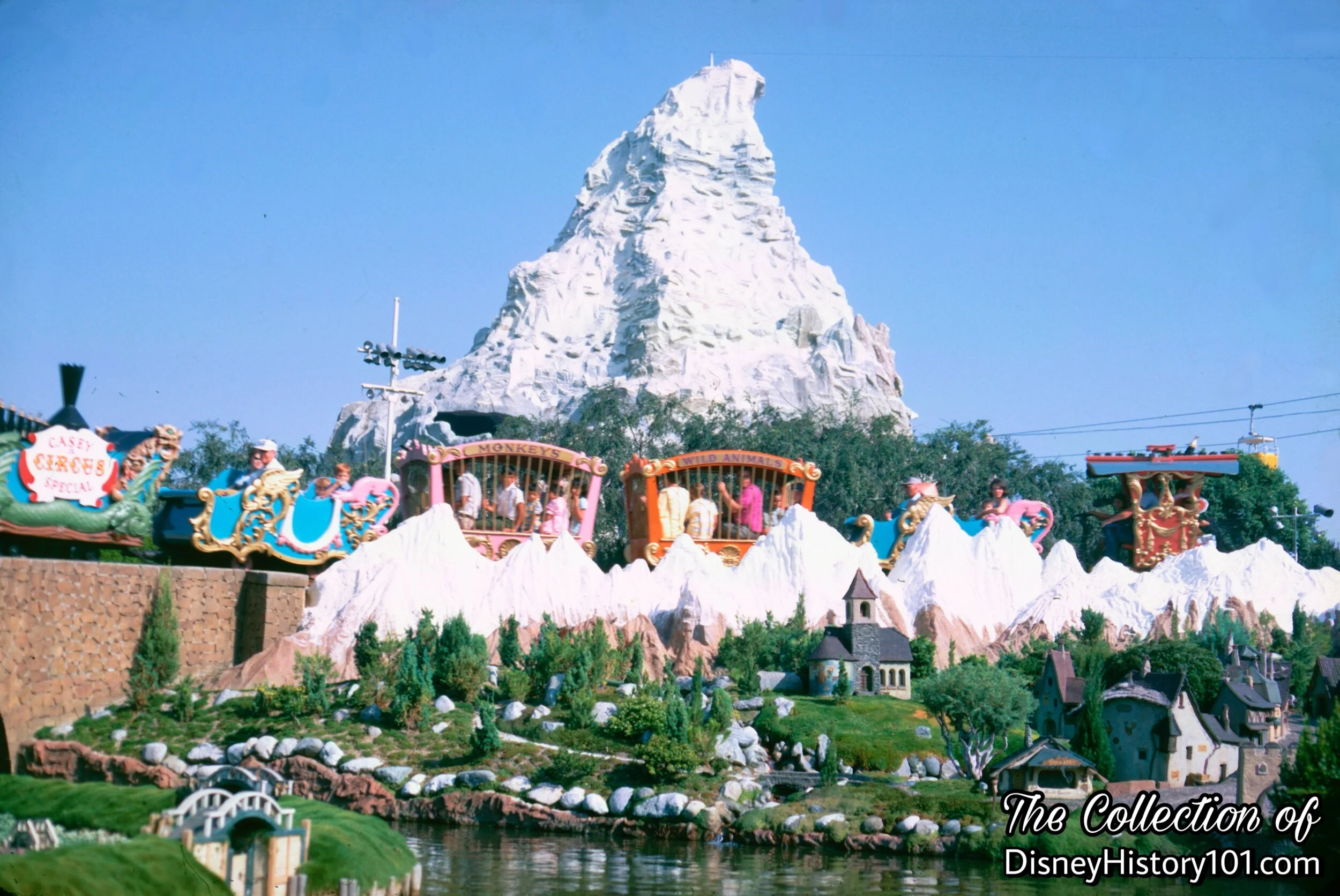 Casey Junior Circus Train Passes Between the Swiss Alps & Matterhorn, (July, 1969)