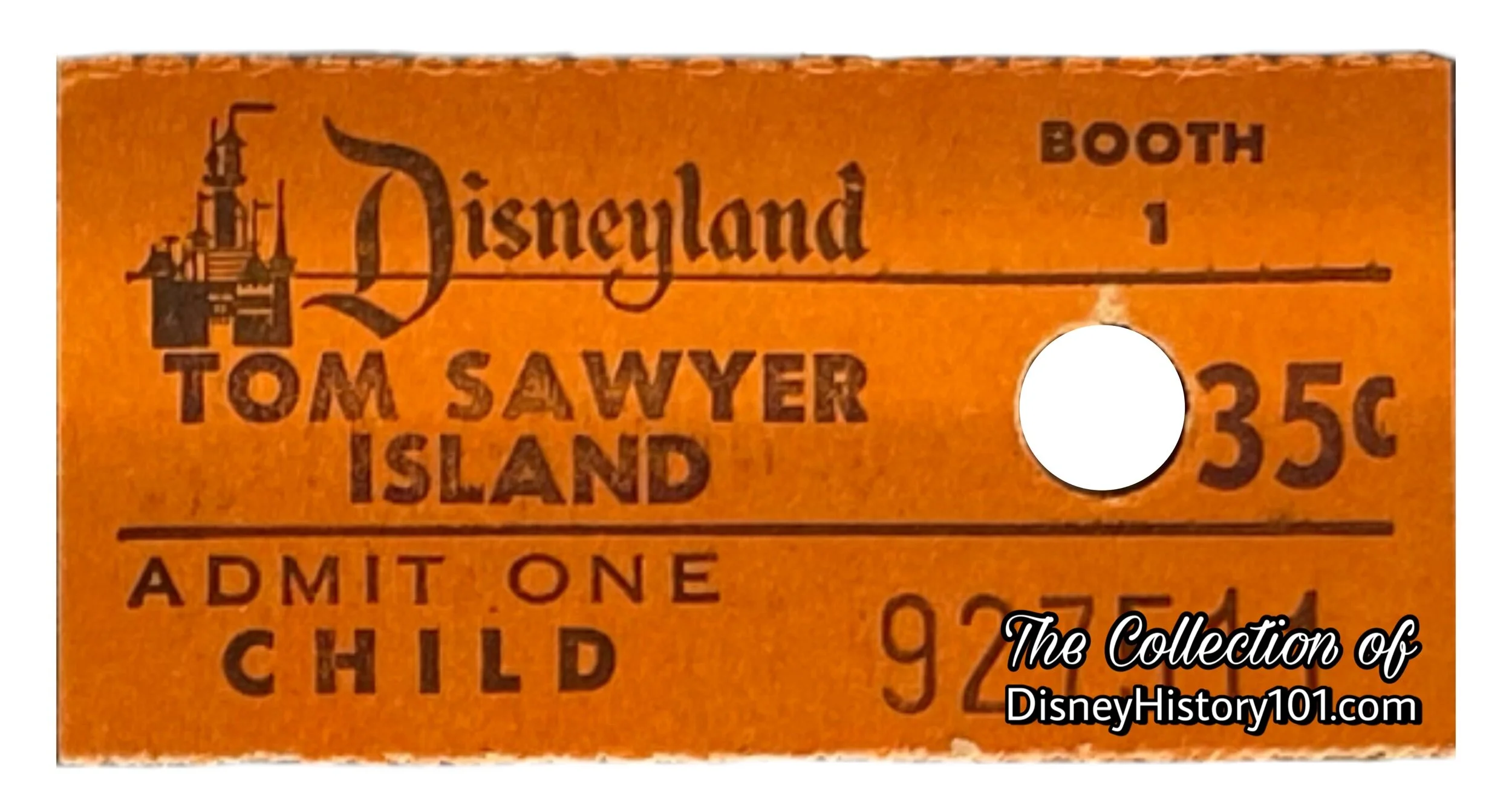Tom Sawyer Island Child Ticket Stub, (35¢ Value)