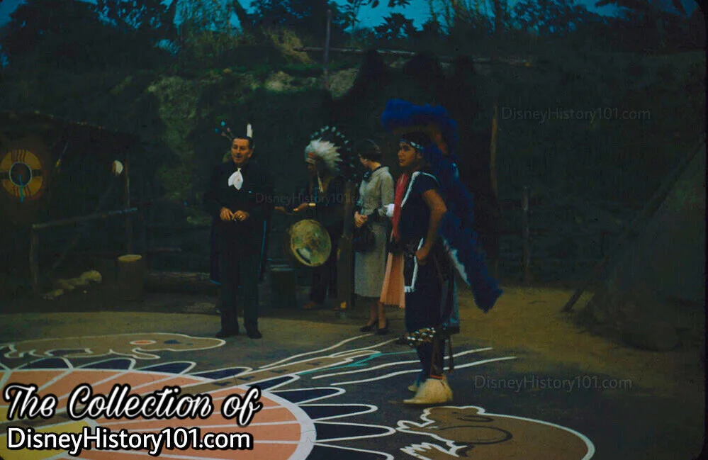 Walt Disney tours the original Indian Village, (October 26, 1955)