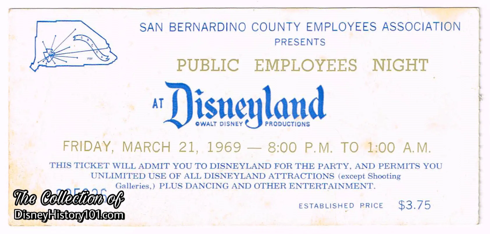 Disneyland Private Party Special Event Admission Ticket admission media, 1969