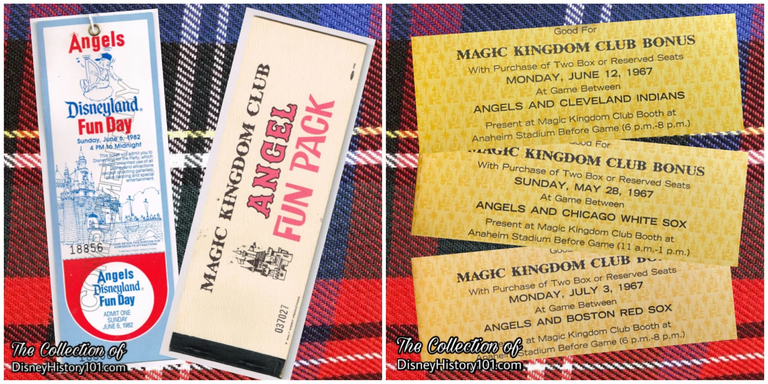 Magic Kingdom Club  Angel Fun Pack Tickets and other admission media, c. 1967 & 1982