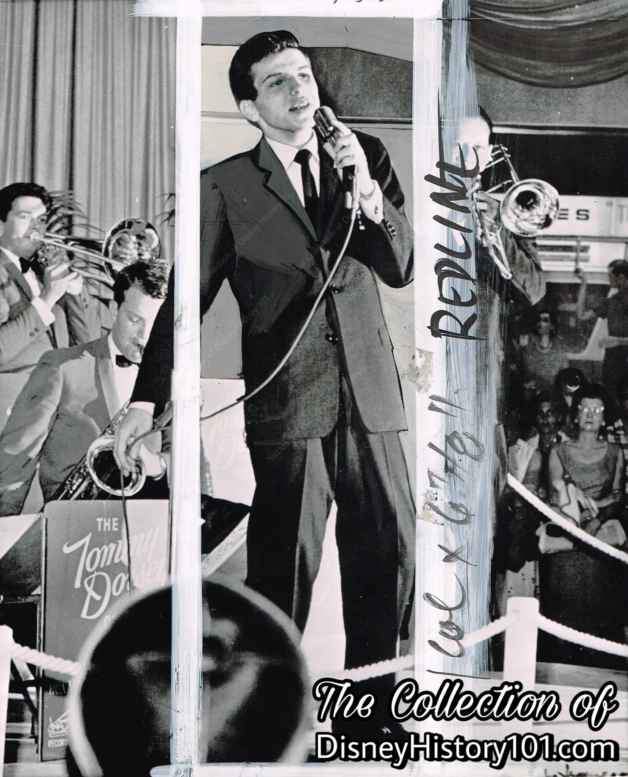 Frank Sinatra Jr. croons to the tunes of the Tommy Dorsey Orchestra at Disneyland, August 6, 1963.