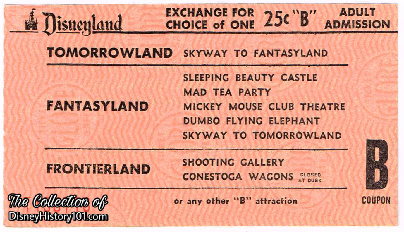 Disneyland "B" Attraction Adult Admission Coupon