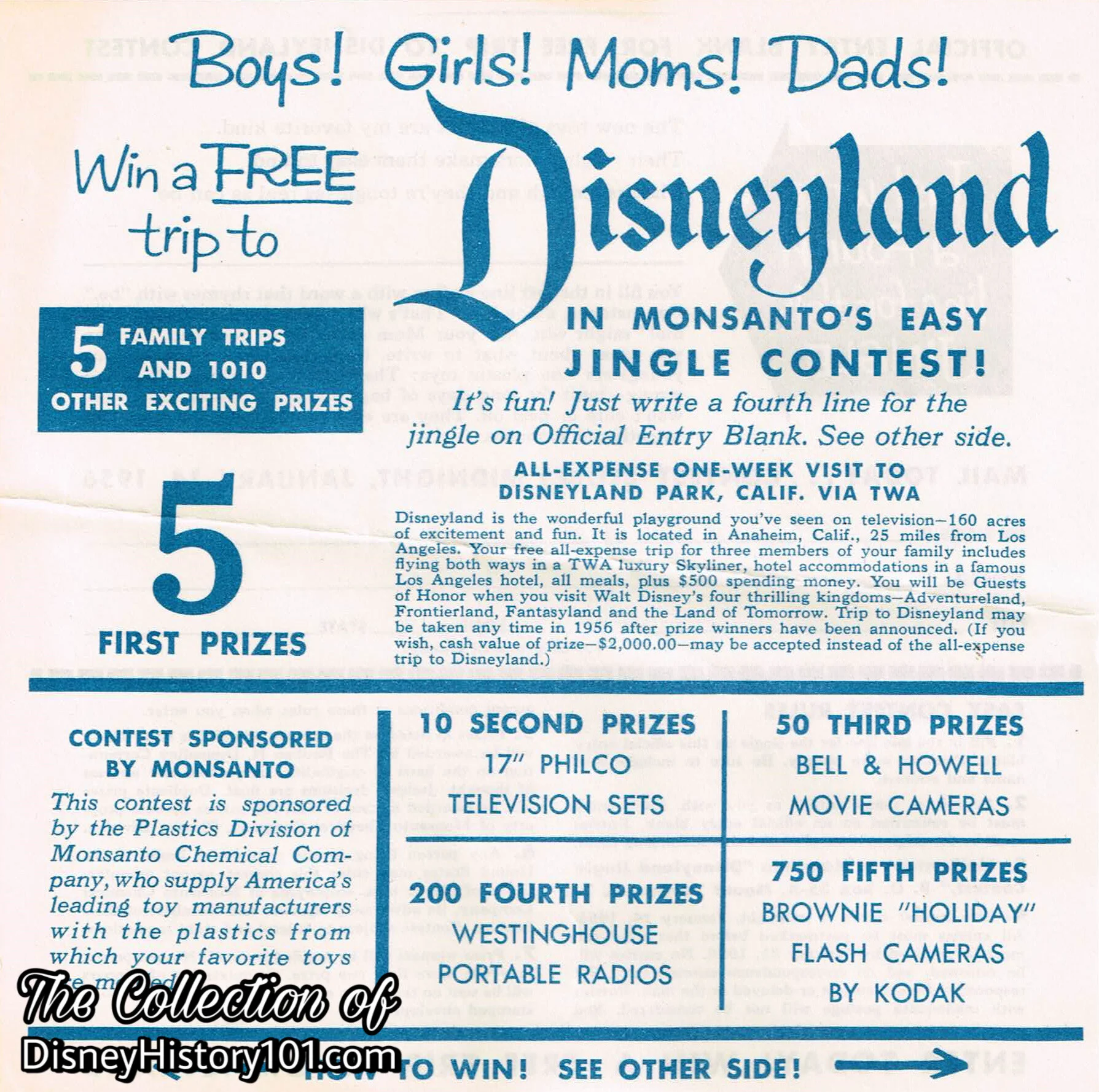 Monsanto Jingle Contest Entry Form, c. late 1955 - January 14, 1956