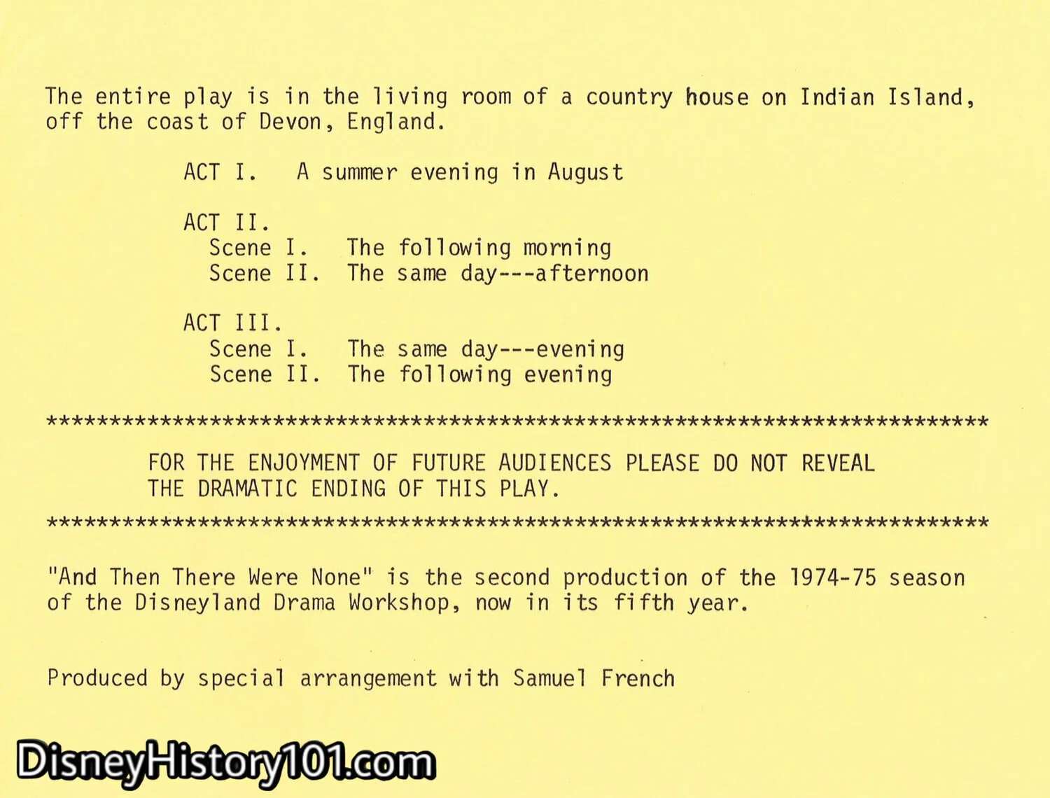 "And Then There Were None" Program, (1974)