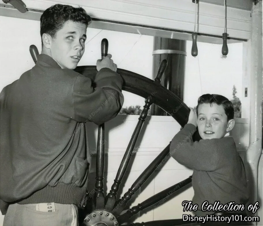 Tony Dow and Jerry Mathers of "Leave it to Beaver" take the wheel in the Mark Twain Pilot House (or, "Wheelhouse")