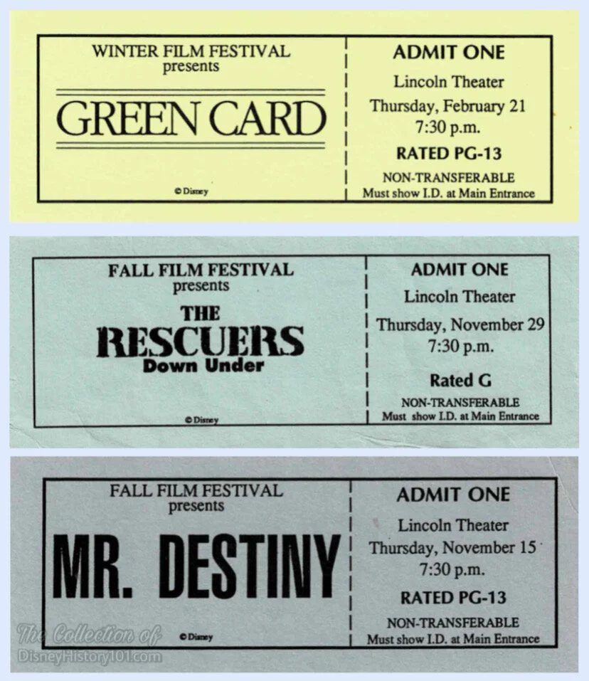 c. 1990 Film Festival at The Lincoln Theater Tickets 