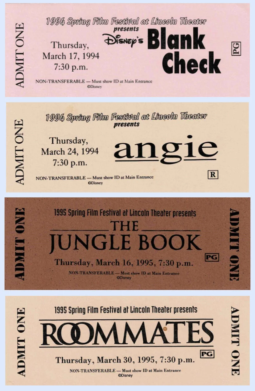 c. 1994-1995 Film Festival at The Lincoln Theater Tickets 
