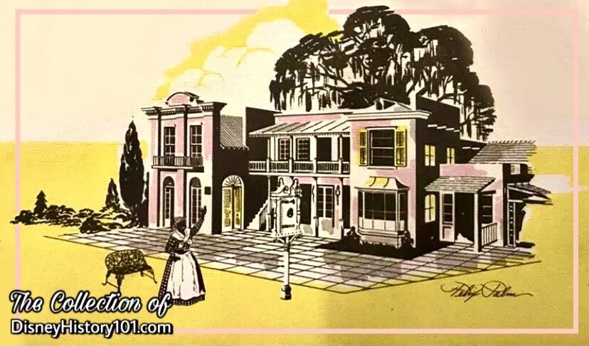 Aunt Jemima’s Kitchen Menu Illustration Featuring the Architectural Facade of the Disneyland Location by Felix Palm, 1950s