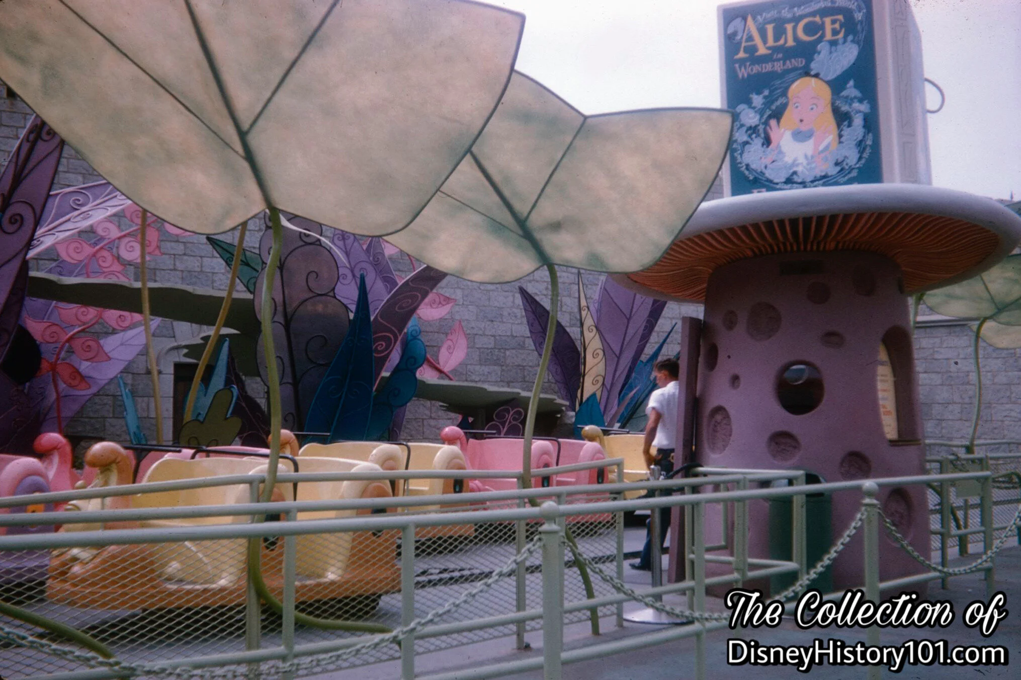 Alice in Wonderland Queue Area and crowd control railing, October, 1959.