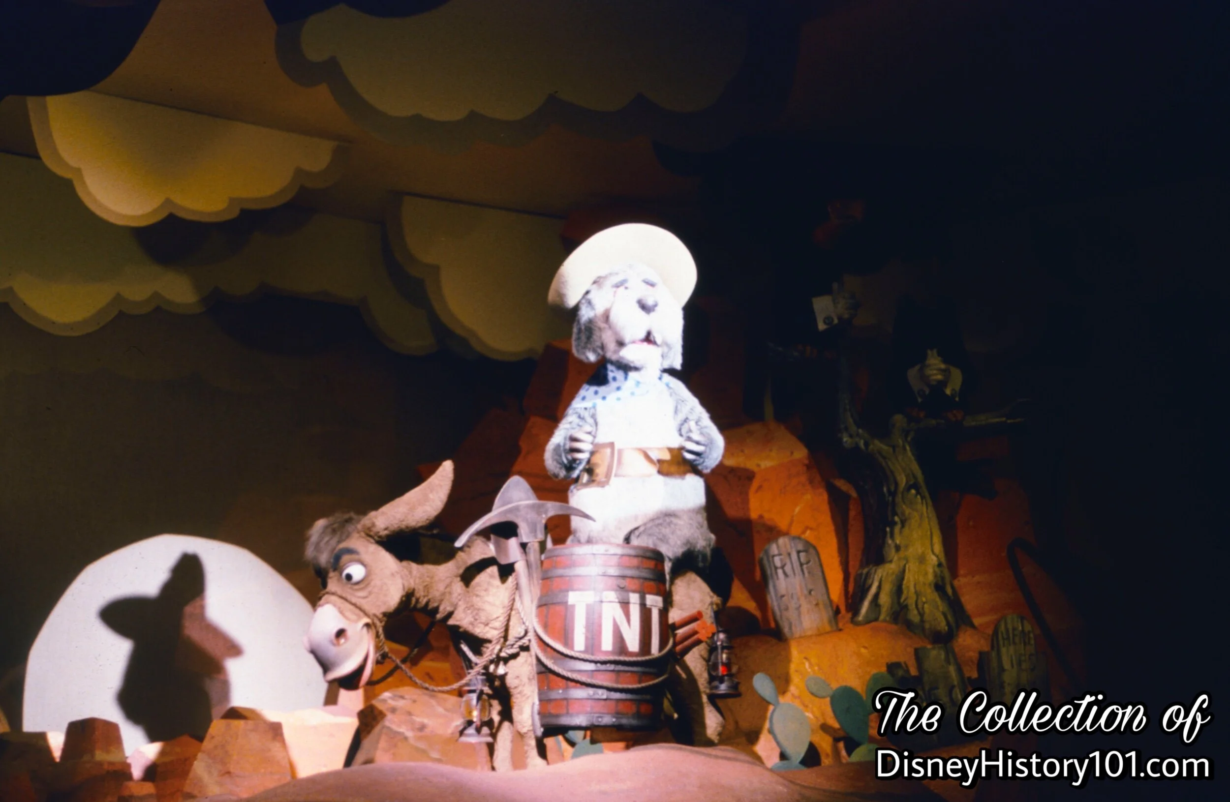 Sombrero-Wearing "Trail Weary Mongrel" Dog Aboard a Pack Mule ; Old Wild West