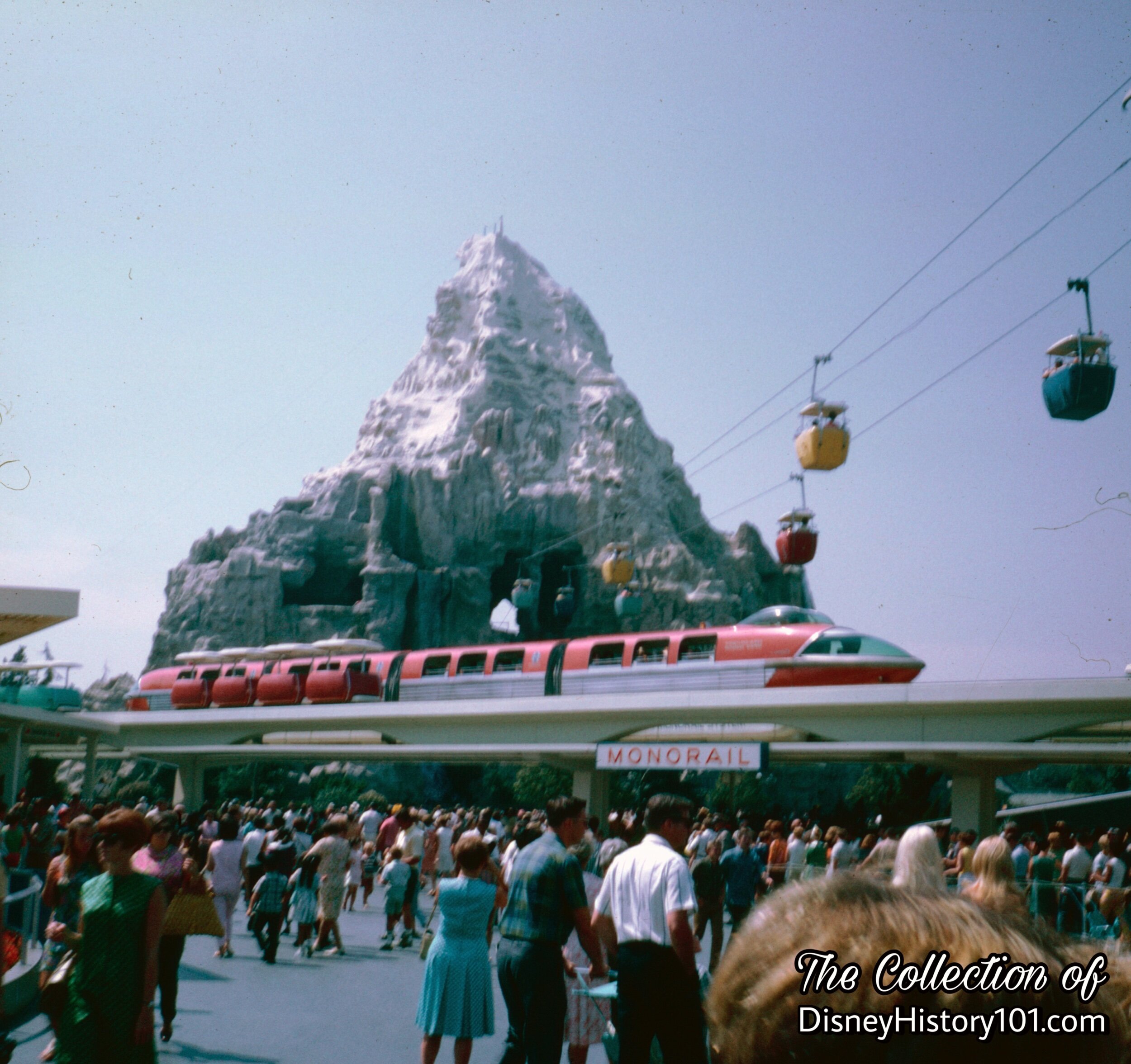 REENTERING THE PARK AND TOMORROWLAND SEGMENT - Monorail Mark II Red, (1967)