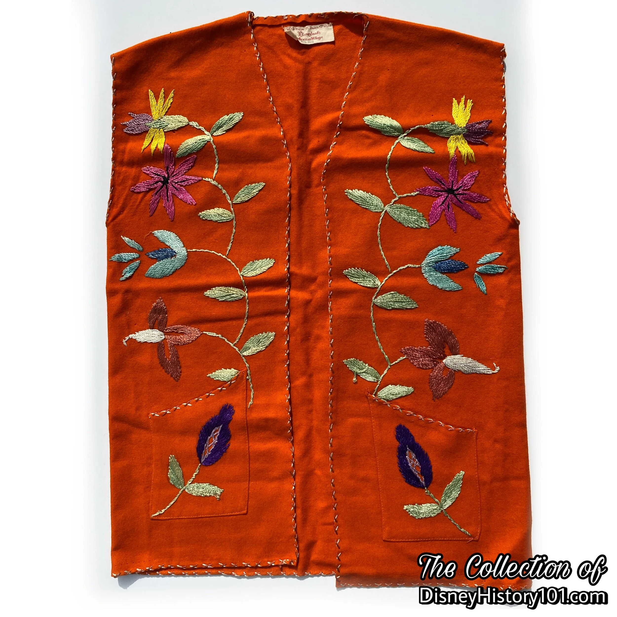 Mexican Village Embroidered Wool Vest Souvenir possibly manufactured by the Guatemalan Weavers for Disneyland.