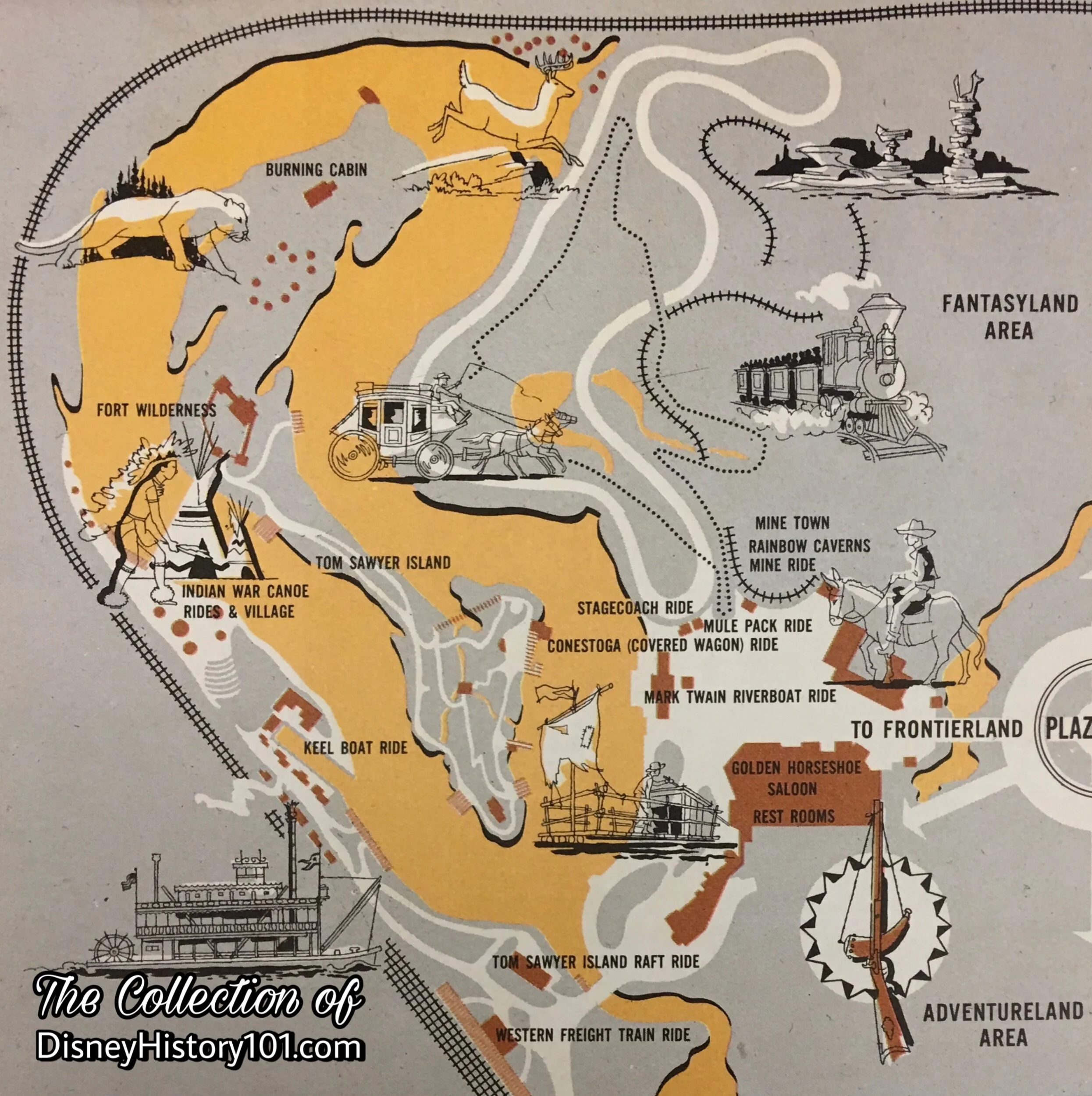 Early Official Guide to Disneyland Frontierland Map excerpt