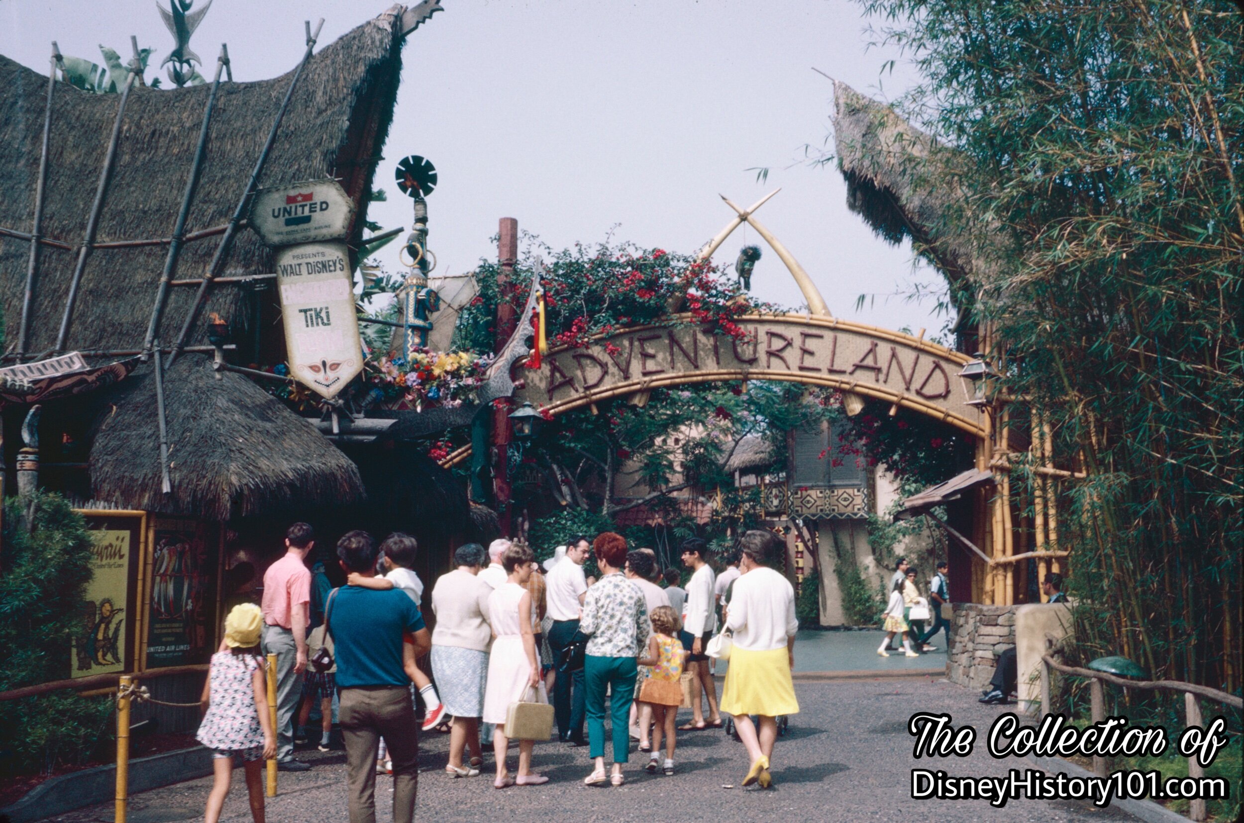 Walt Disney's Enchanted Tiki Room near the Entrance to Adventureland; 1968.