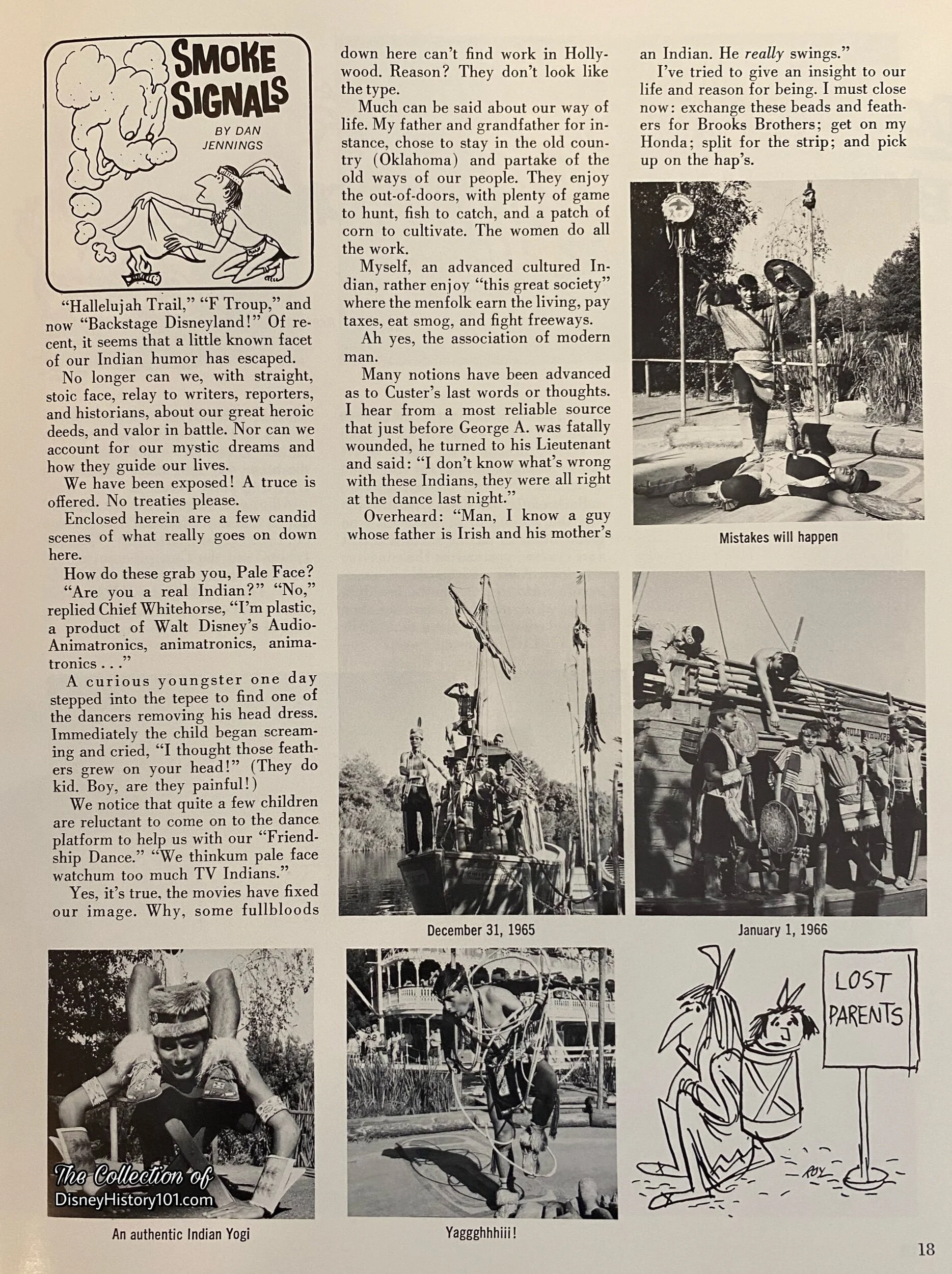 “Smoke Signals” Article, “Disneyland Backstage”, (Spring, 1966)