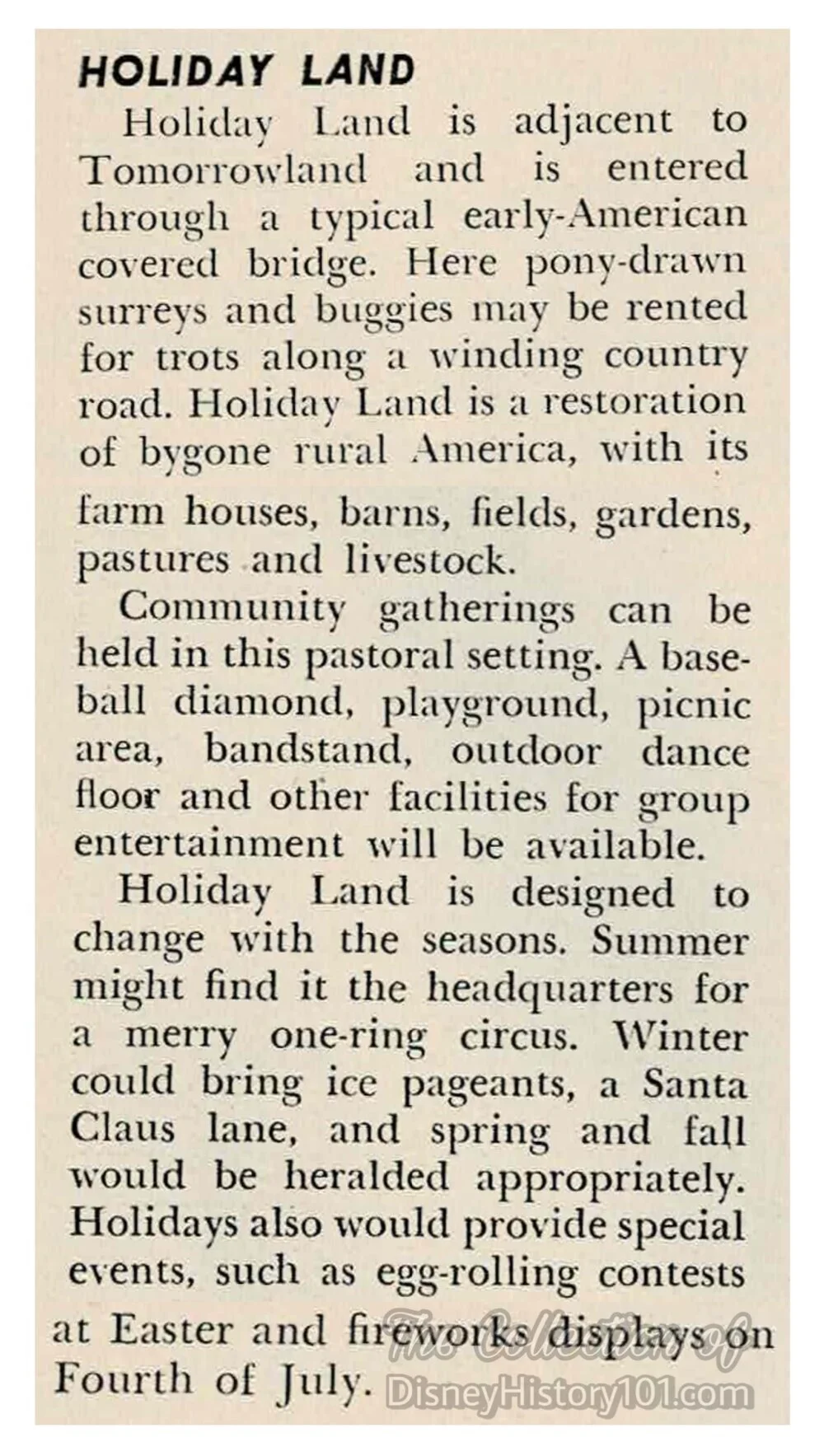 A one-ring circus is mentioned in "Travel - The Magazine That Roams The Globe" Excerpt, (July, 1955)