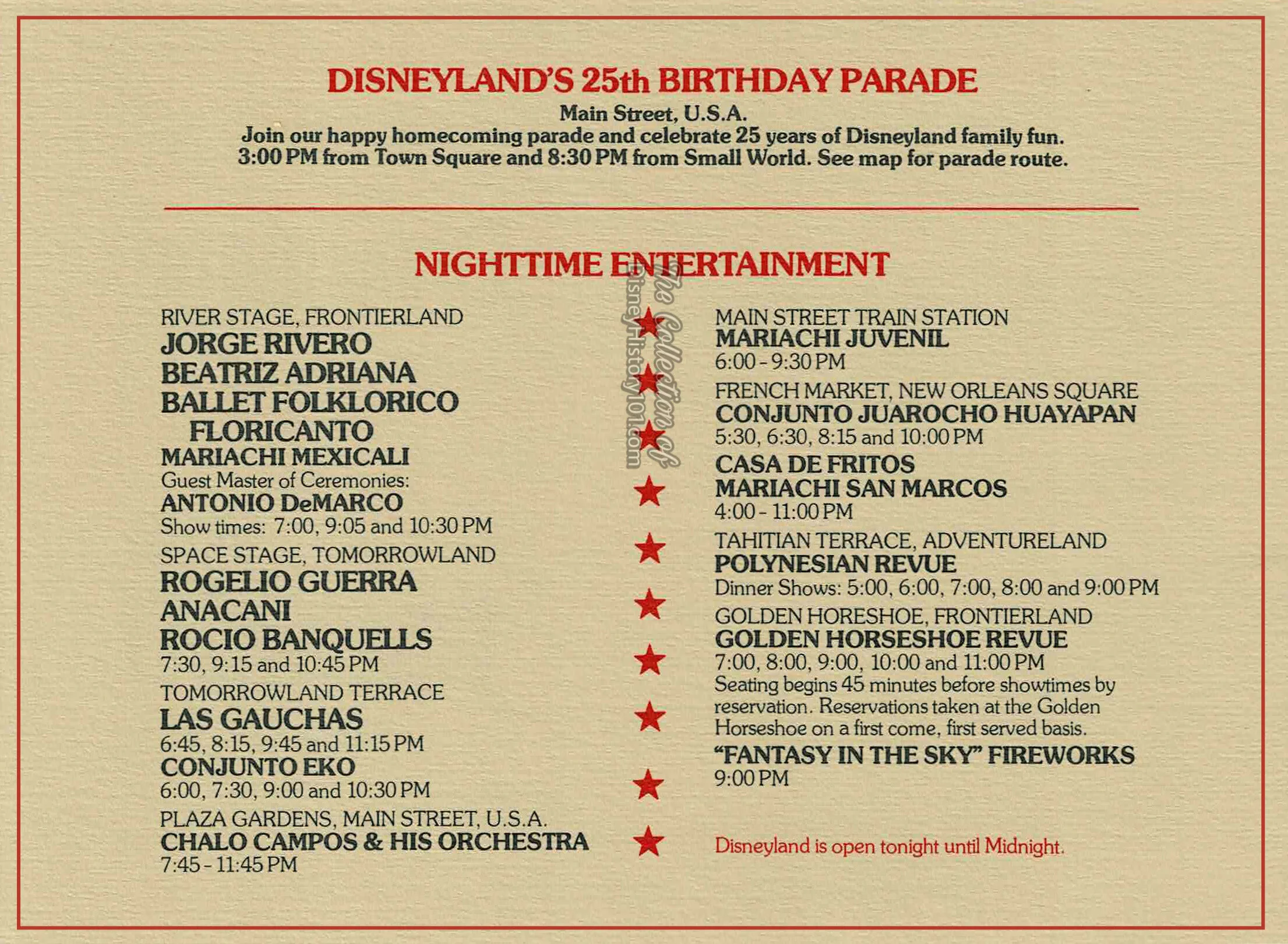 Viva Mexico Souvenir "Nighttime Entertainment" Guide (for May 31, 1980)