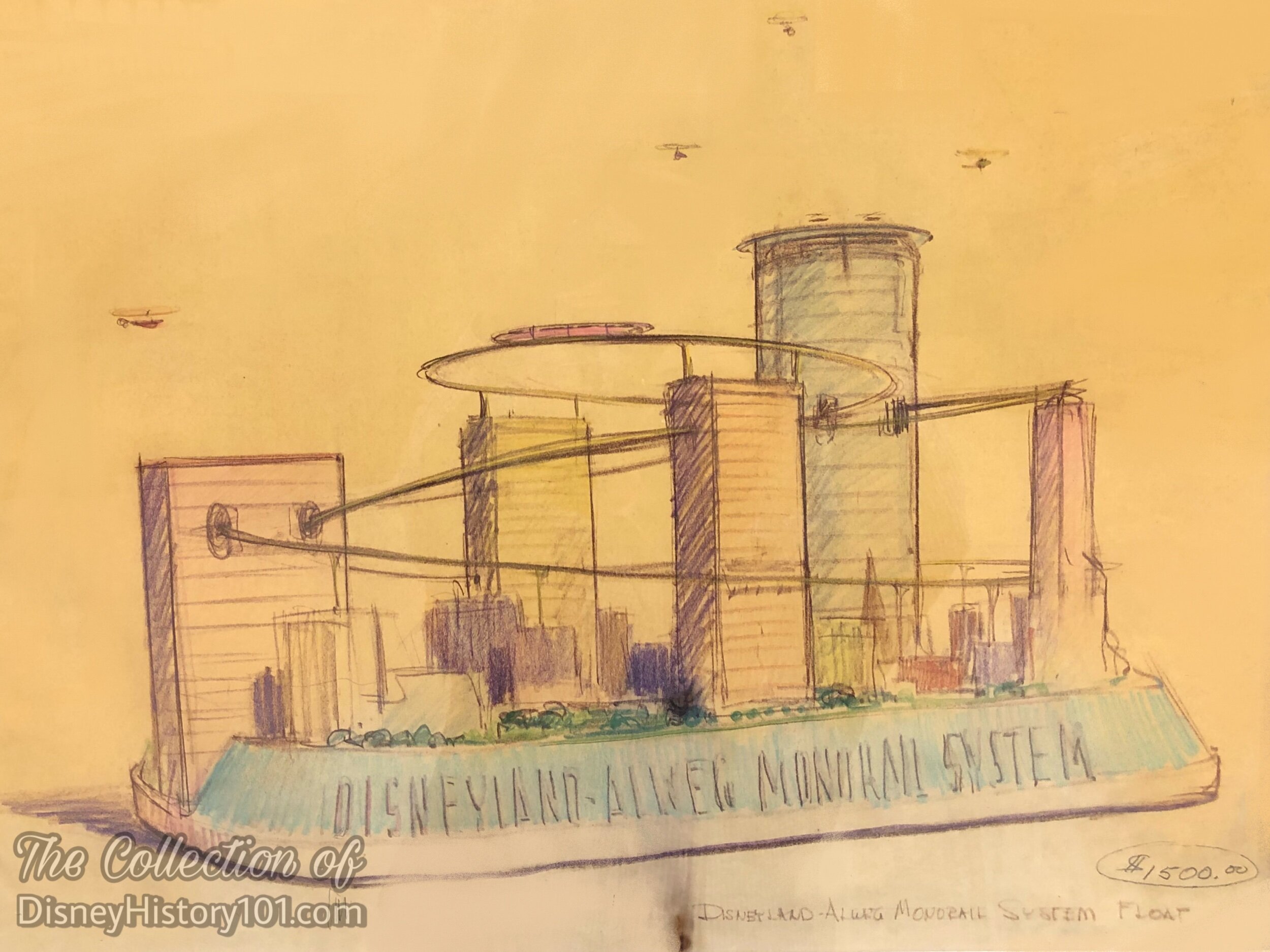 Disneyland ALWEG Monorail System Float Design, Former Richard Kraft Collection